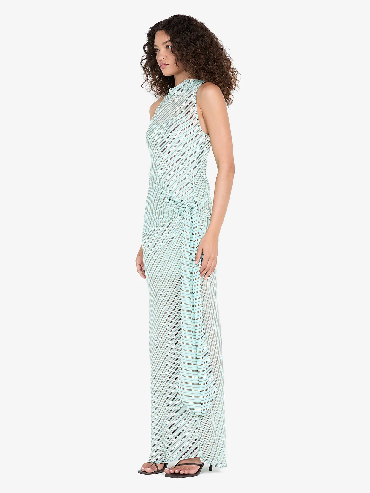 ALGARVE COWL NECK MAXI DRESS - MINT SLICE STRIPE - Image 3