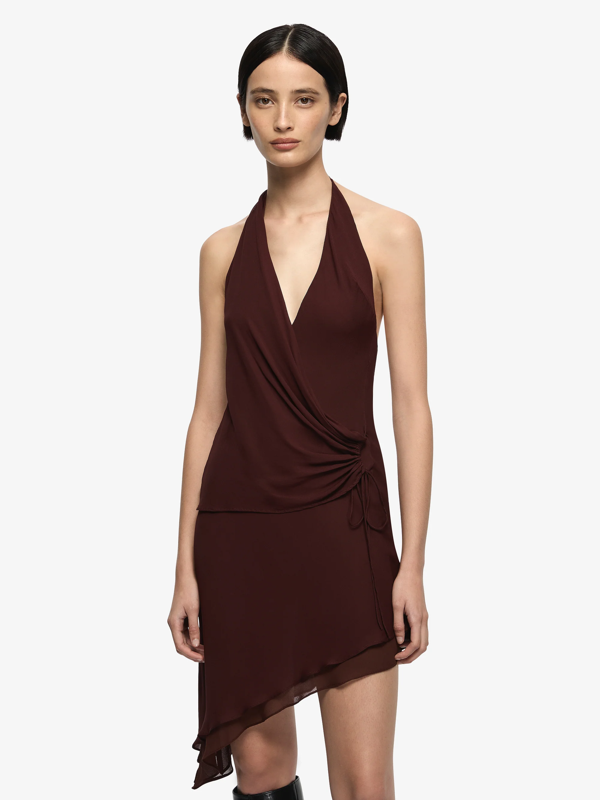 AMANDA HALTER ASYM DRESS - RAISIN - Image 2