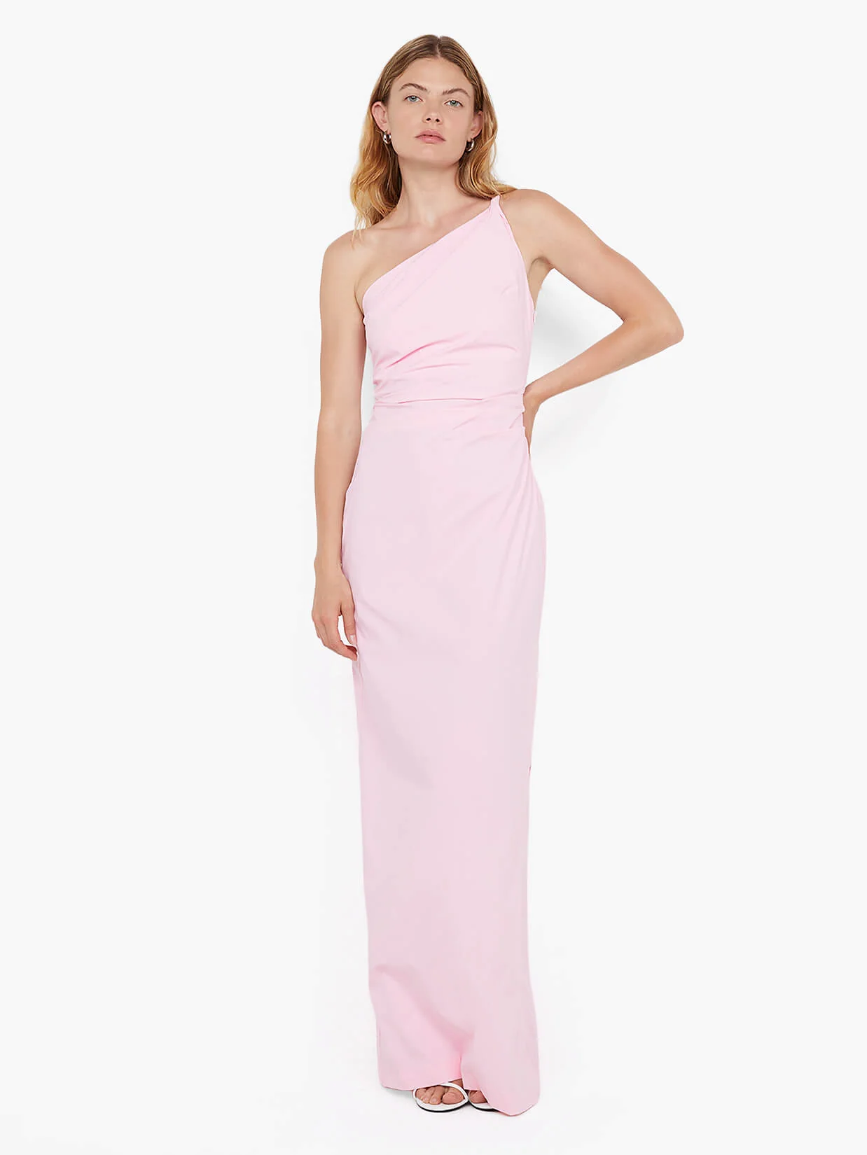 APOLLINE ASYM MAXI DRESS - POWDER PINK