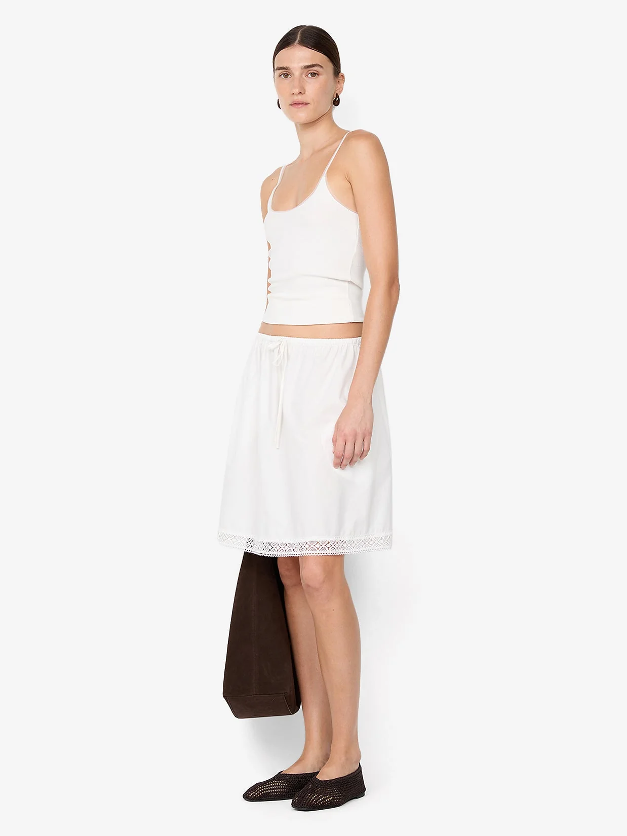ARABELLE MIDI SKIRT - WHITE - Image 3