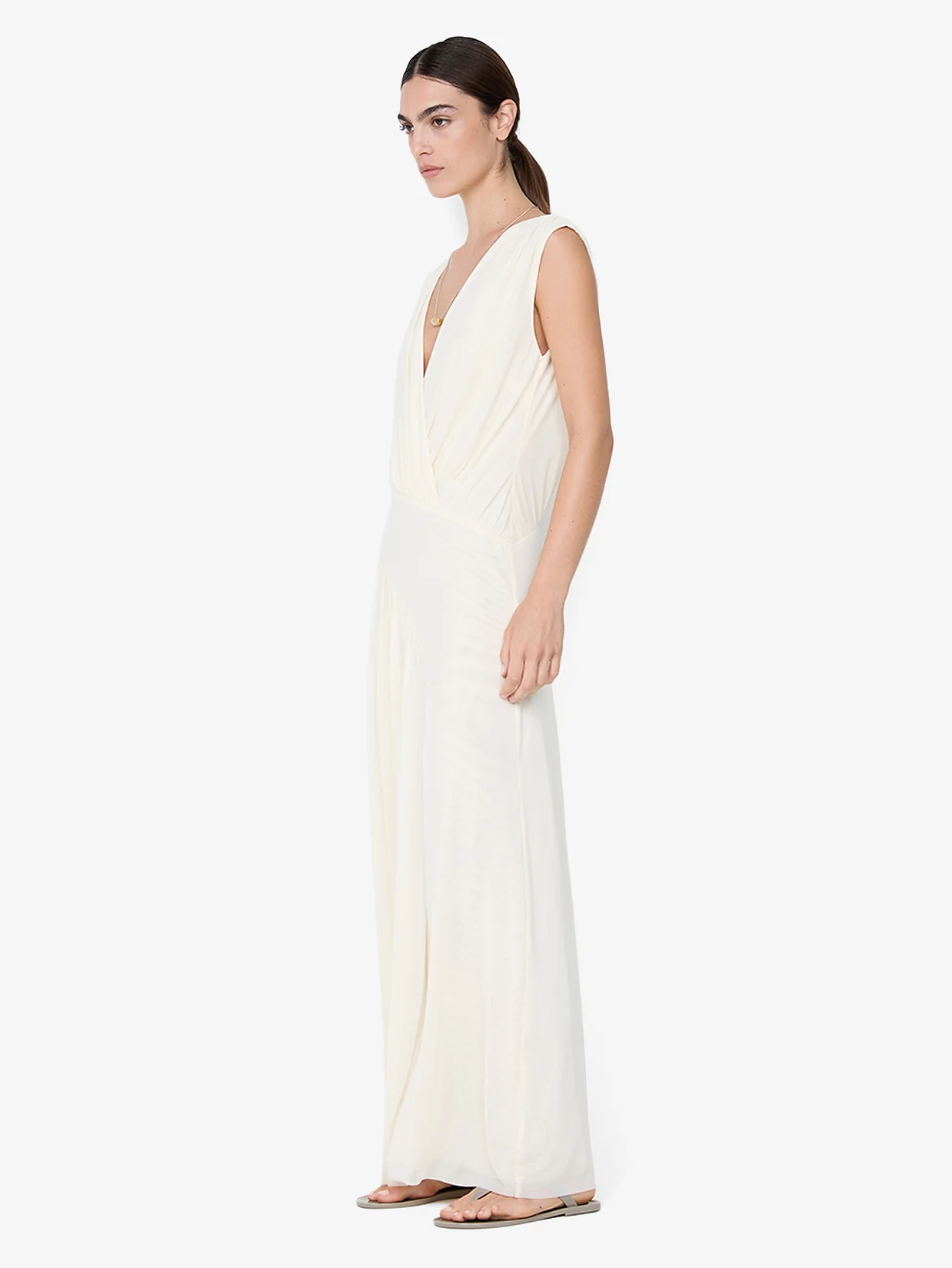 ASHLAN V NECK MAXI DRESS - BUTTERCREAM - Image 2