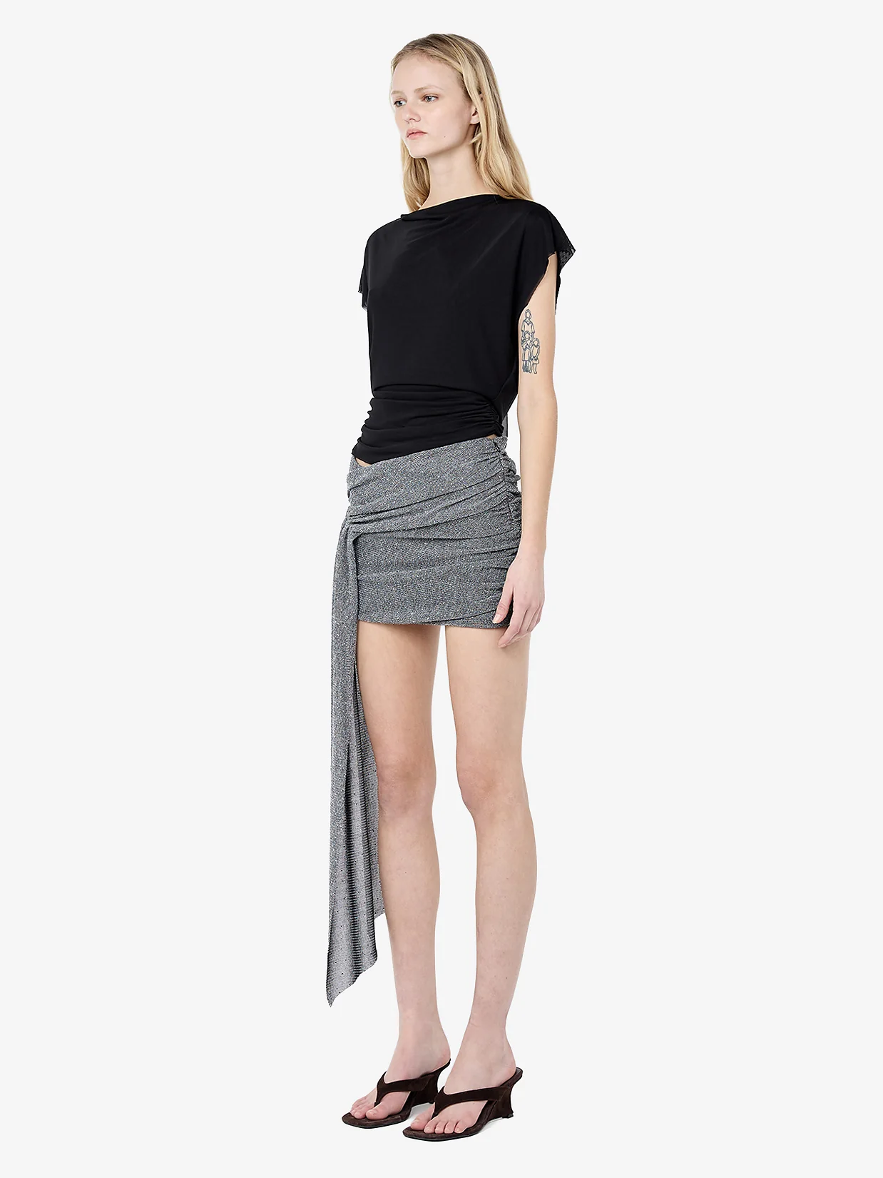 ASTRA DRAPE MINI SKIRT - CHROME - Image 3