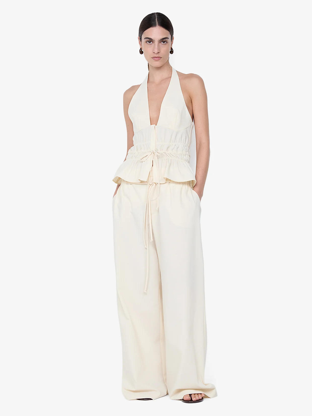 ASTRID WIDE LEG PANT - ECRU