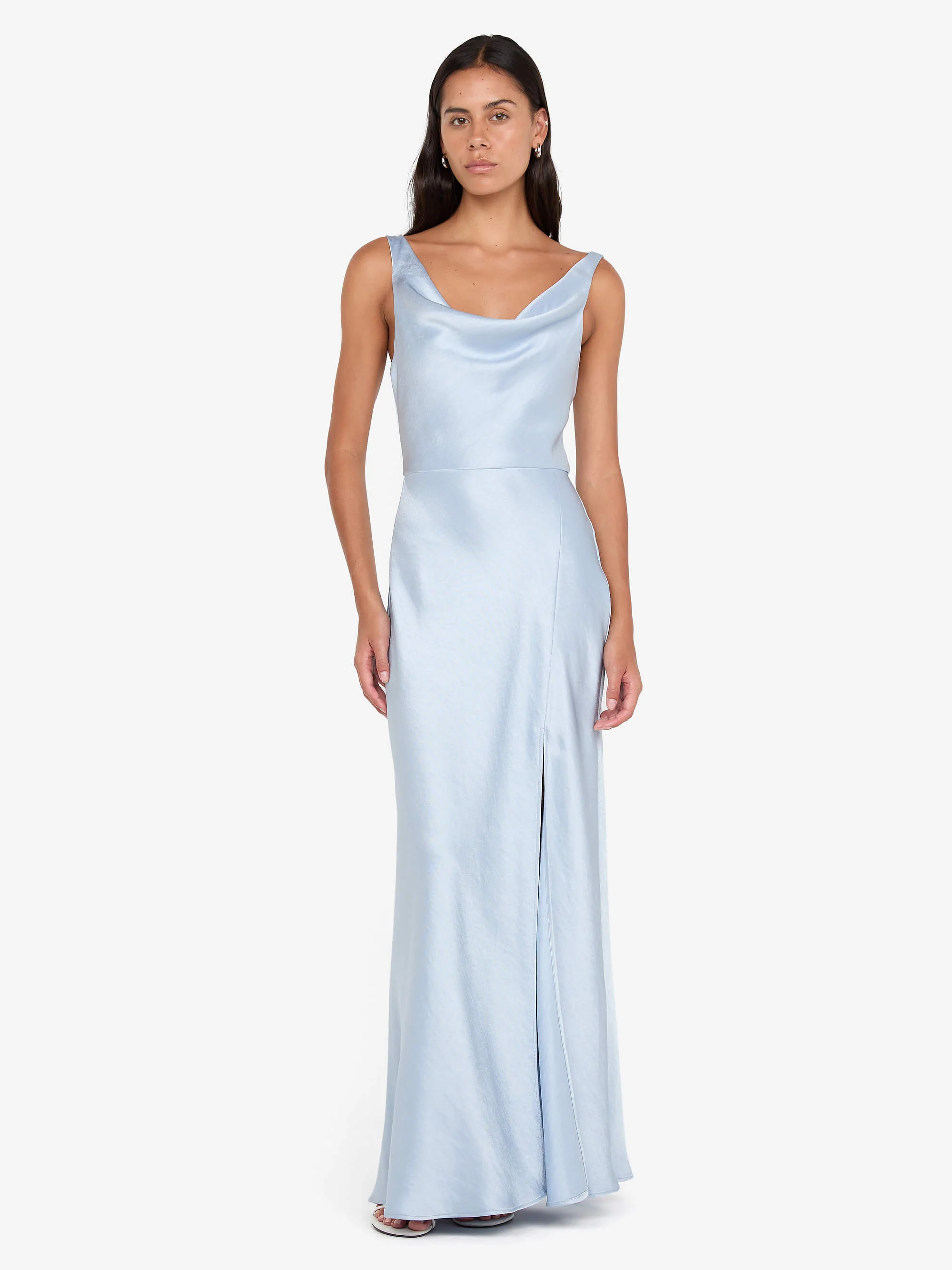 AUSTEN COWL NECK MAXI DRESS - DUSTY BLUE - Image 3
