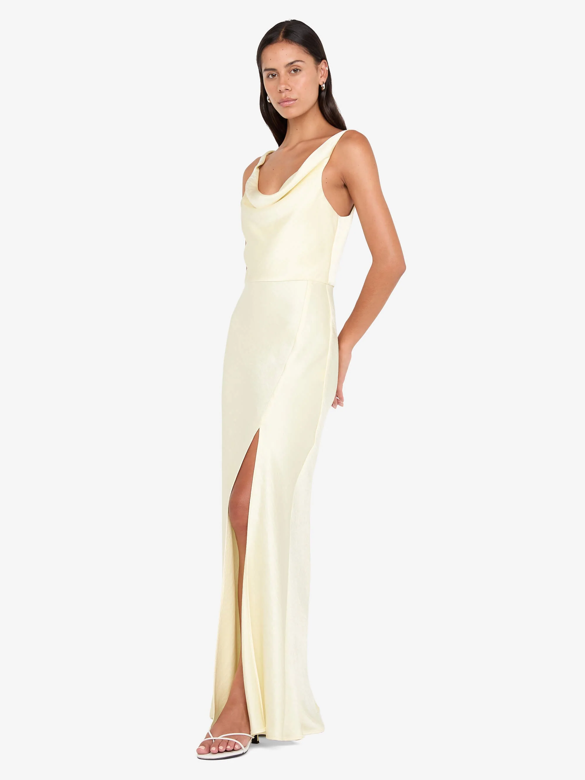 AUSTEN COWL NECK MAXI DRESS - ICE YELLOW - Image 2