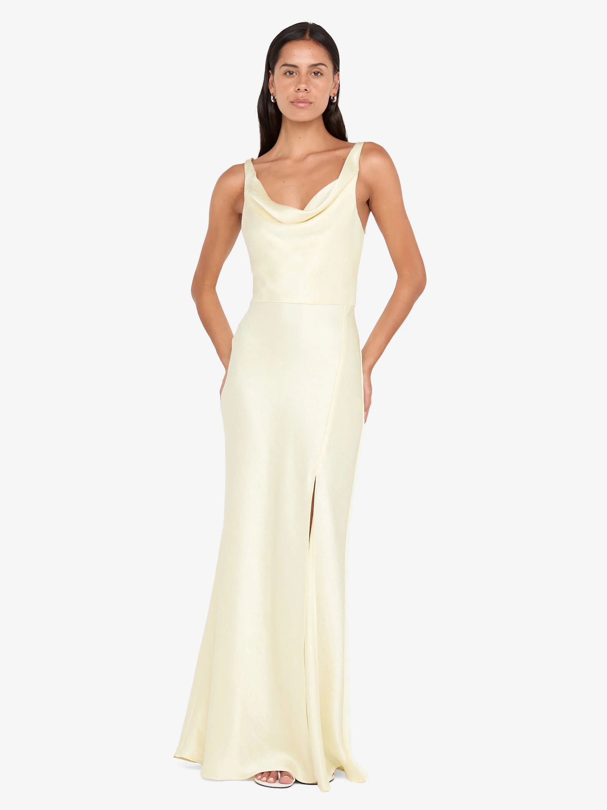 AUSTEN COWL NECK MAXI DRESS - ICE YELLOW - Image 4