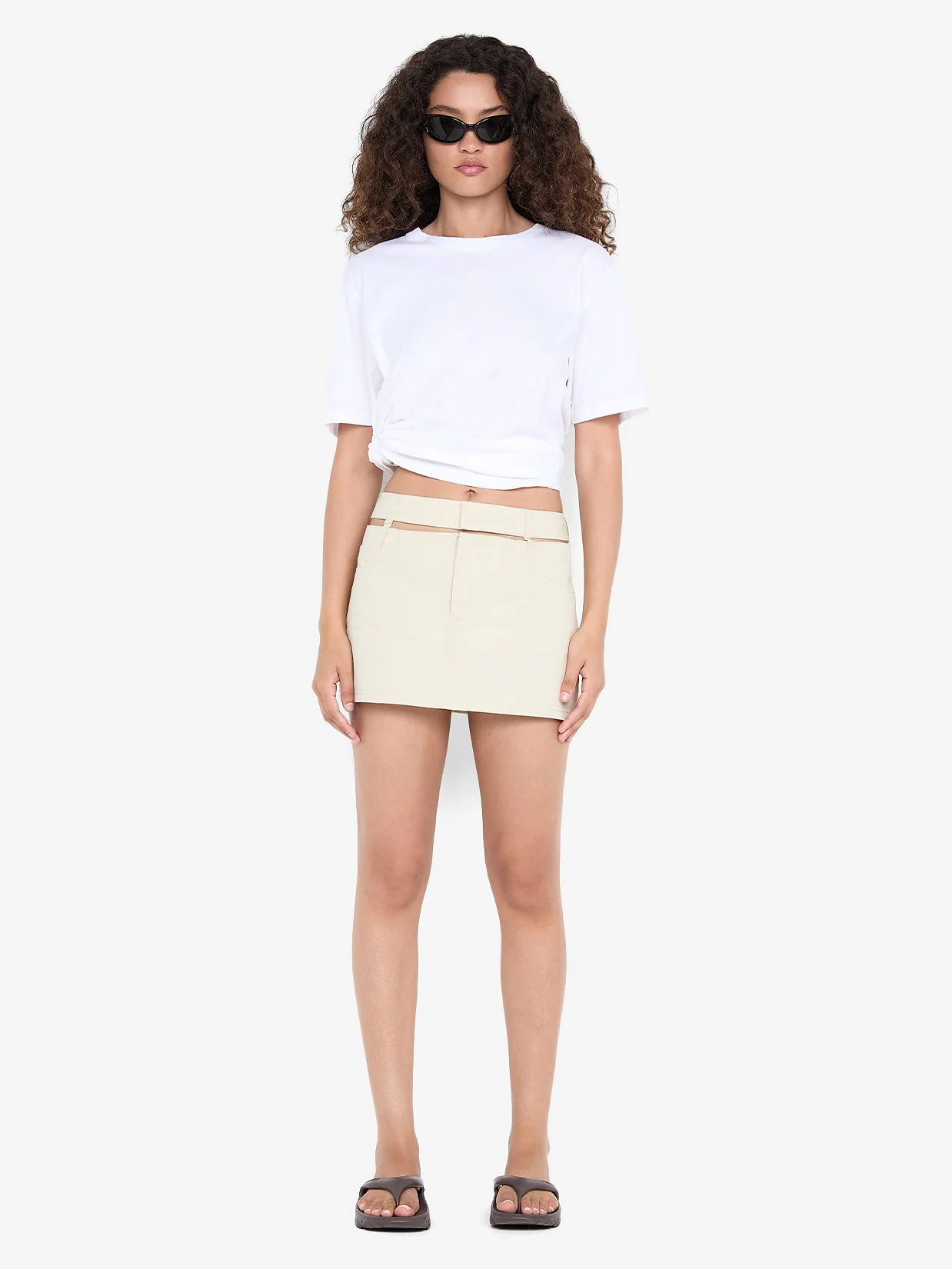 AZULA MINI SKIRT - STONE/GREY