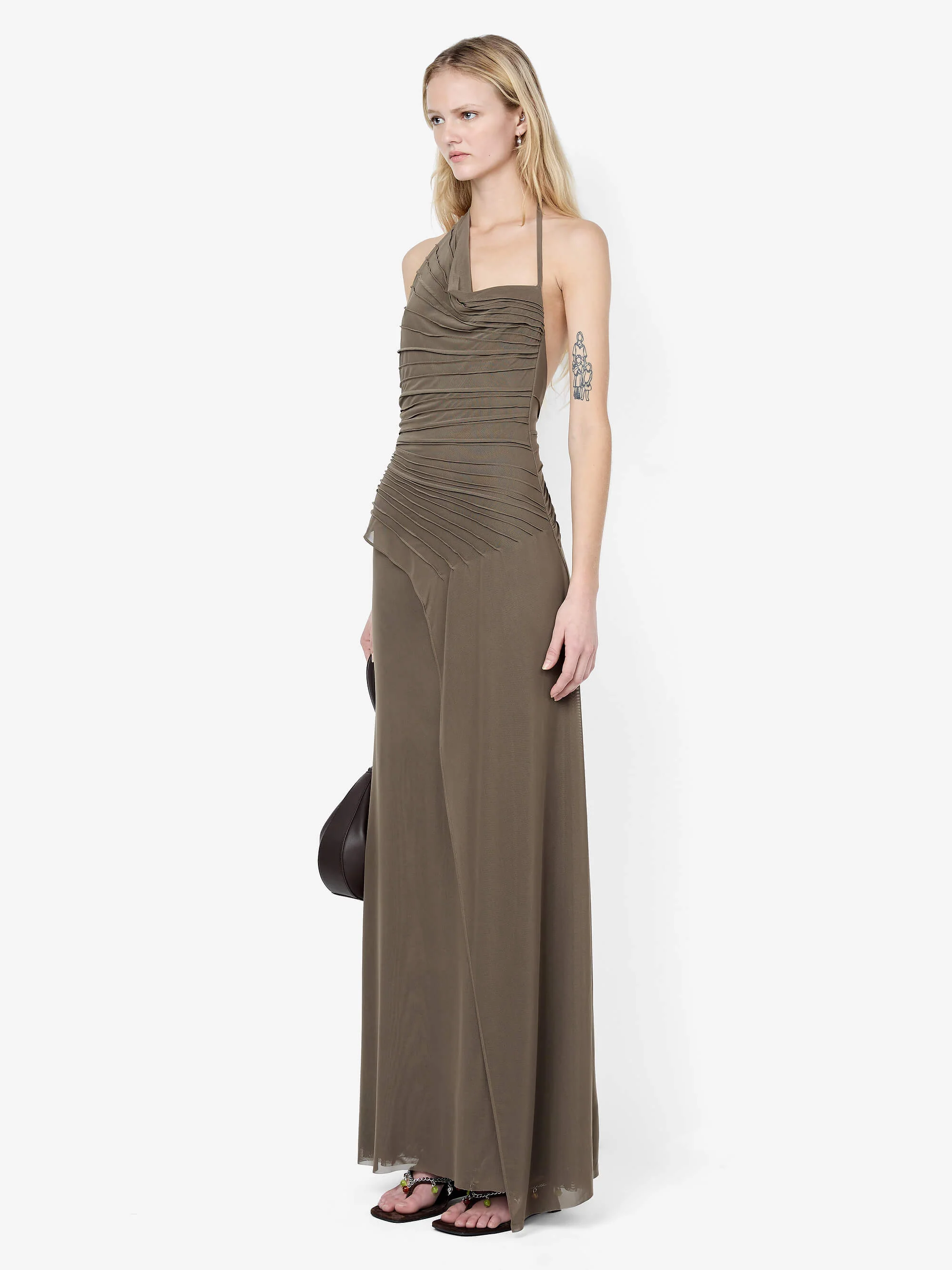 BRENNA PINTUCK MAXI DRESS - KHAKI - Image 2