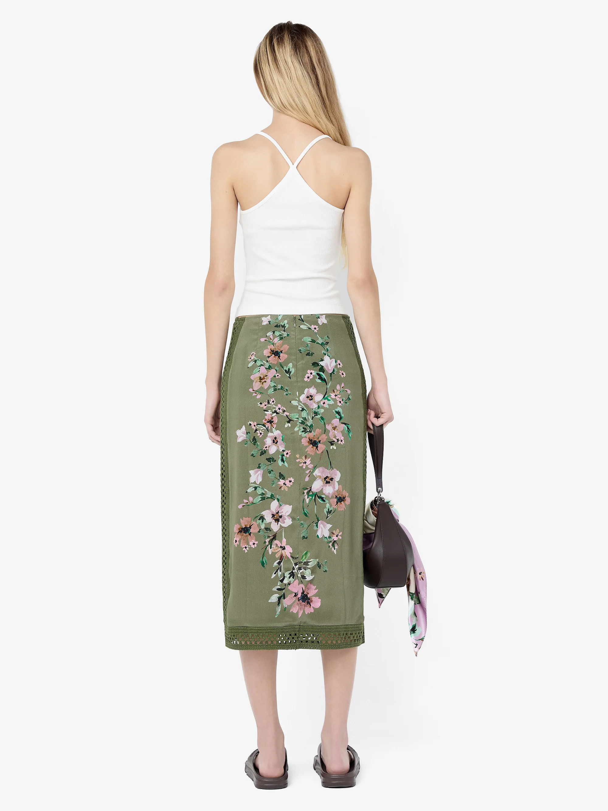 CAMELIA MIDI SKIRT - OLIVE GARDENIA FLORAL - Image 4