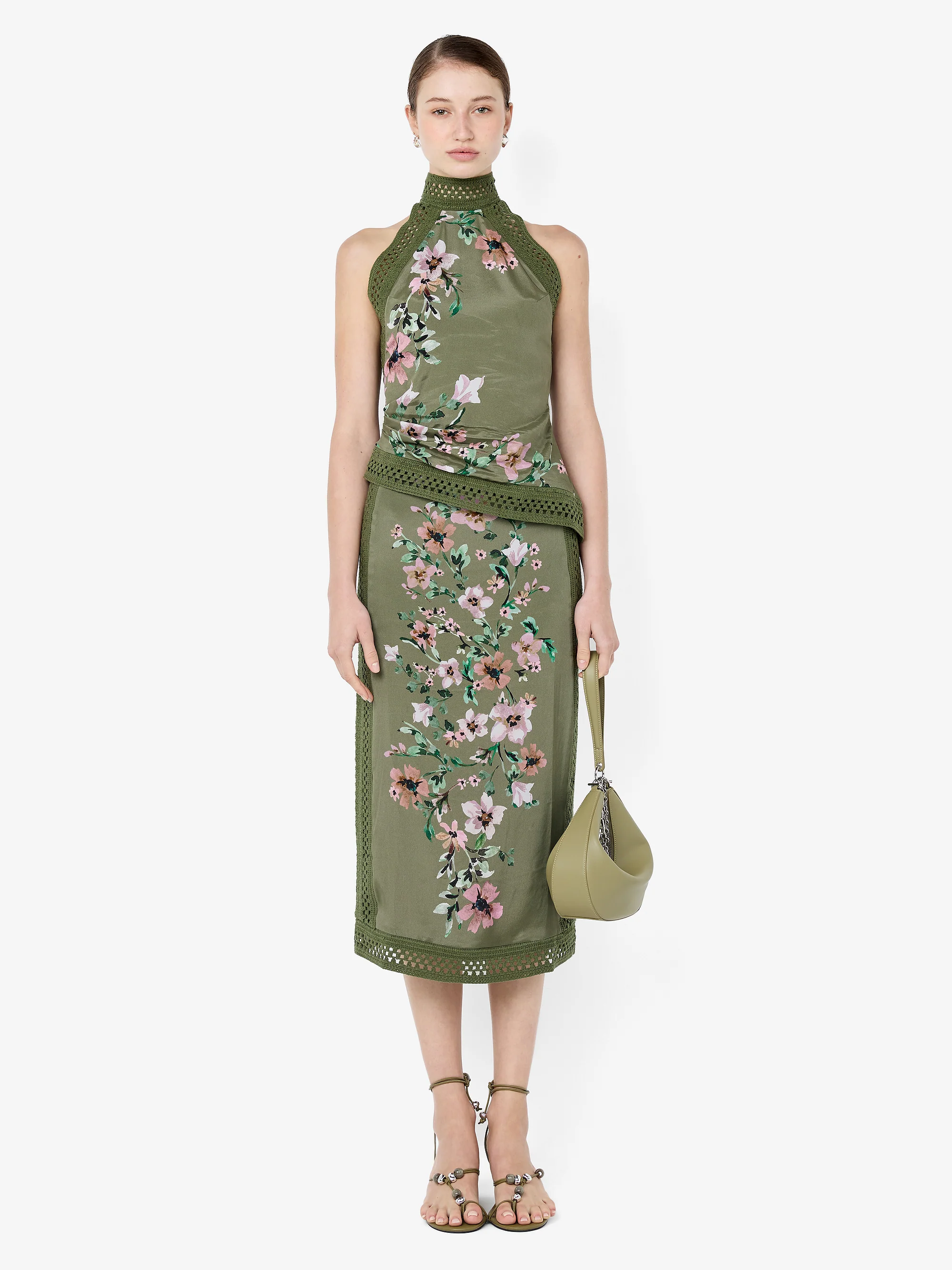 CAMELIA RACER TOP - OLIVE GARDENIA FLORAL