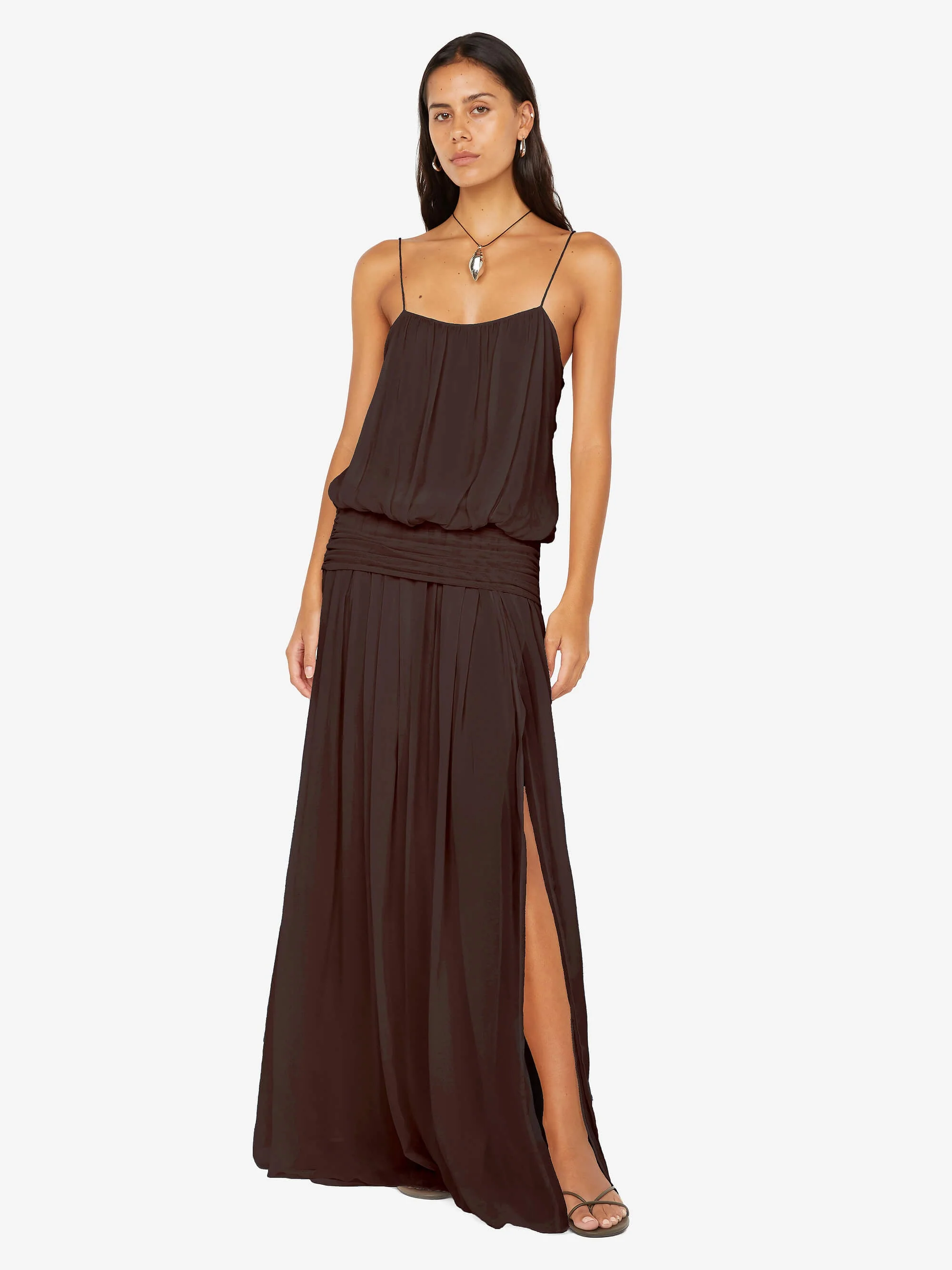 CAMILLE BLOUSON DRESS - DARK CHOCOLATE - Image 4
