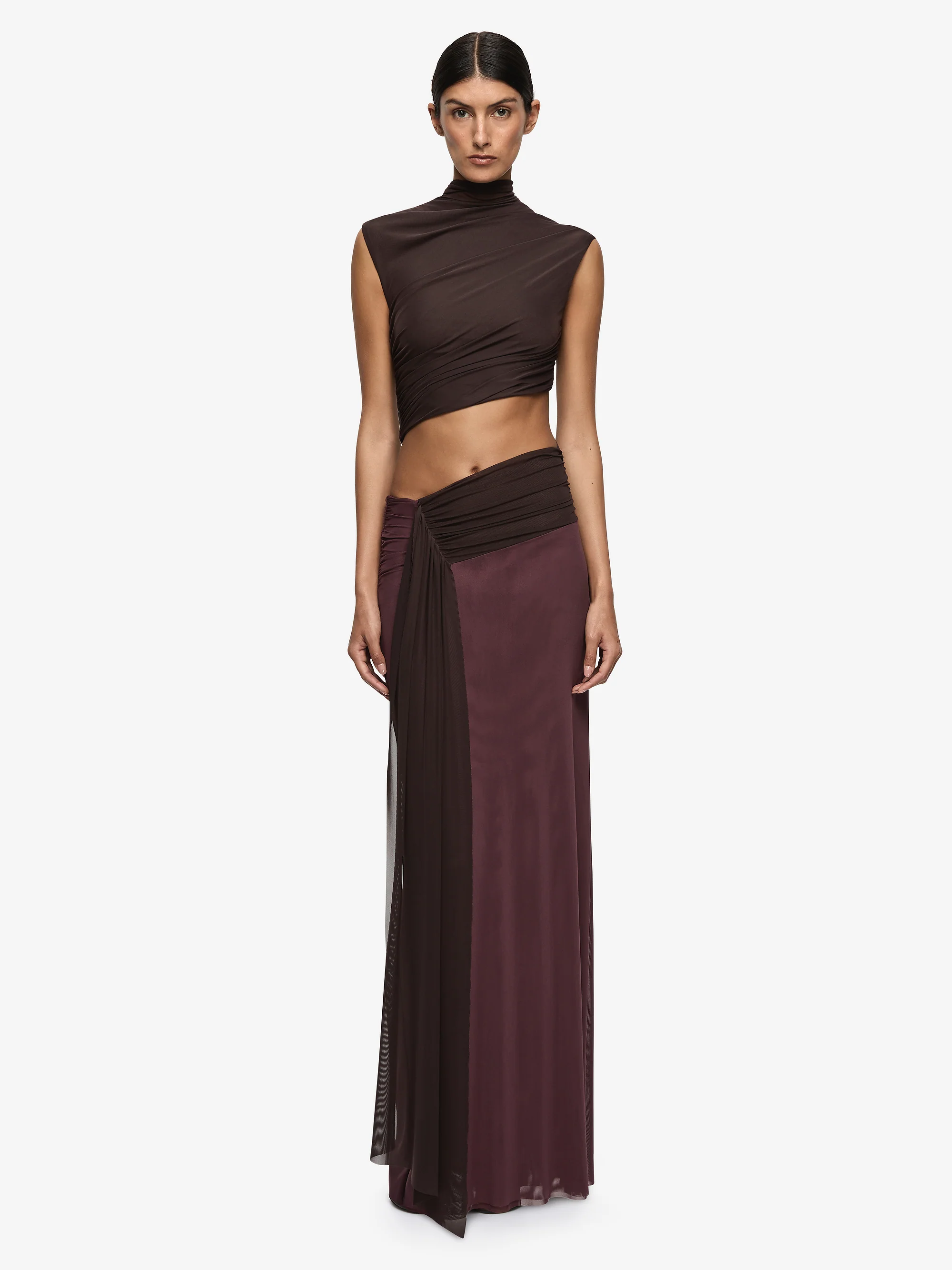 CONNI MAXI DRESS - AUBERGINE/DARK CHOC