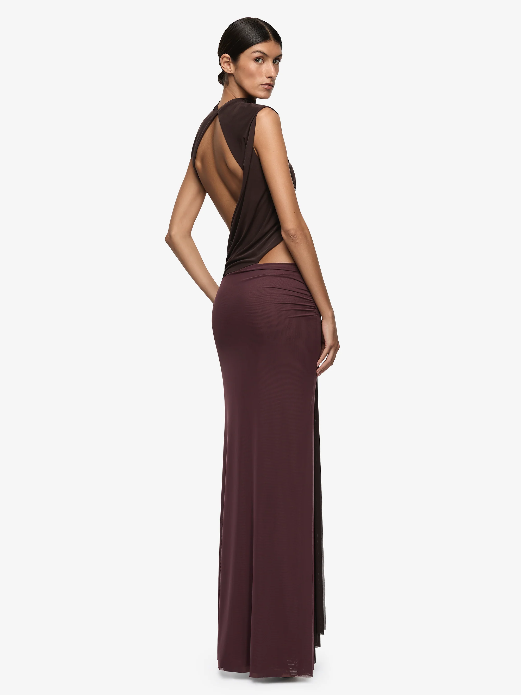 CONNI MAXI DRESS - AUBERGINE/DARK CHOC - Image 6