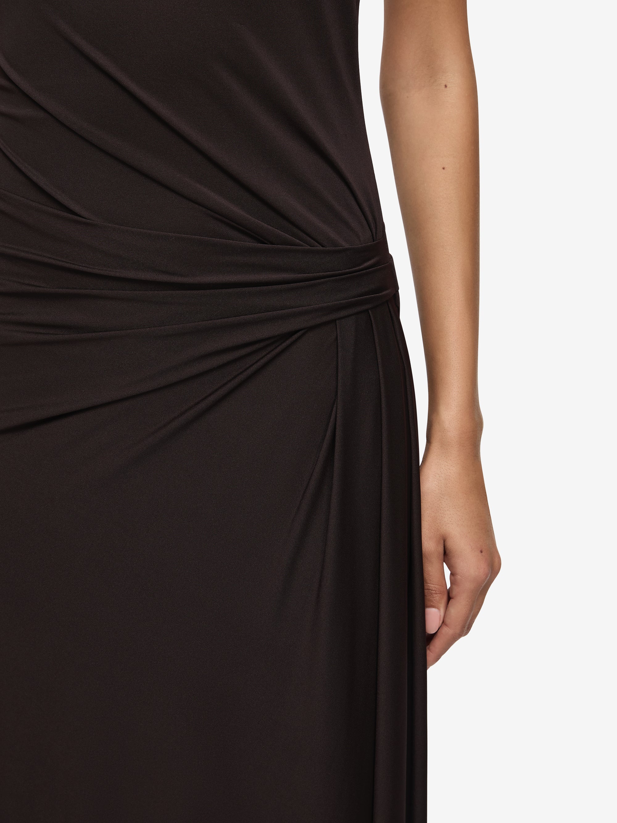 COURT HALTER MAXI DRESS - DARK CHOCOLATE - Image 3