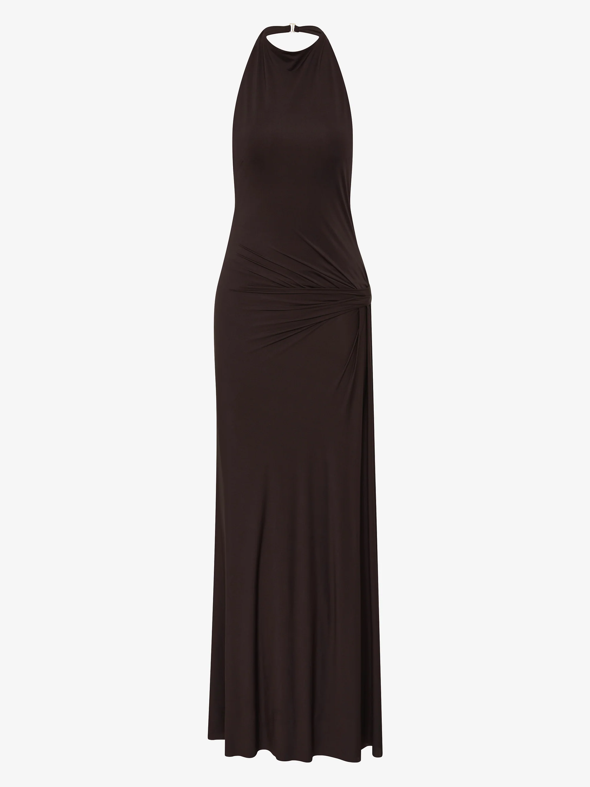 COURT HALTER MAXI DRESS - DARK CHOCOLATE - Image 5