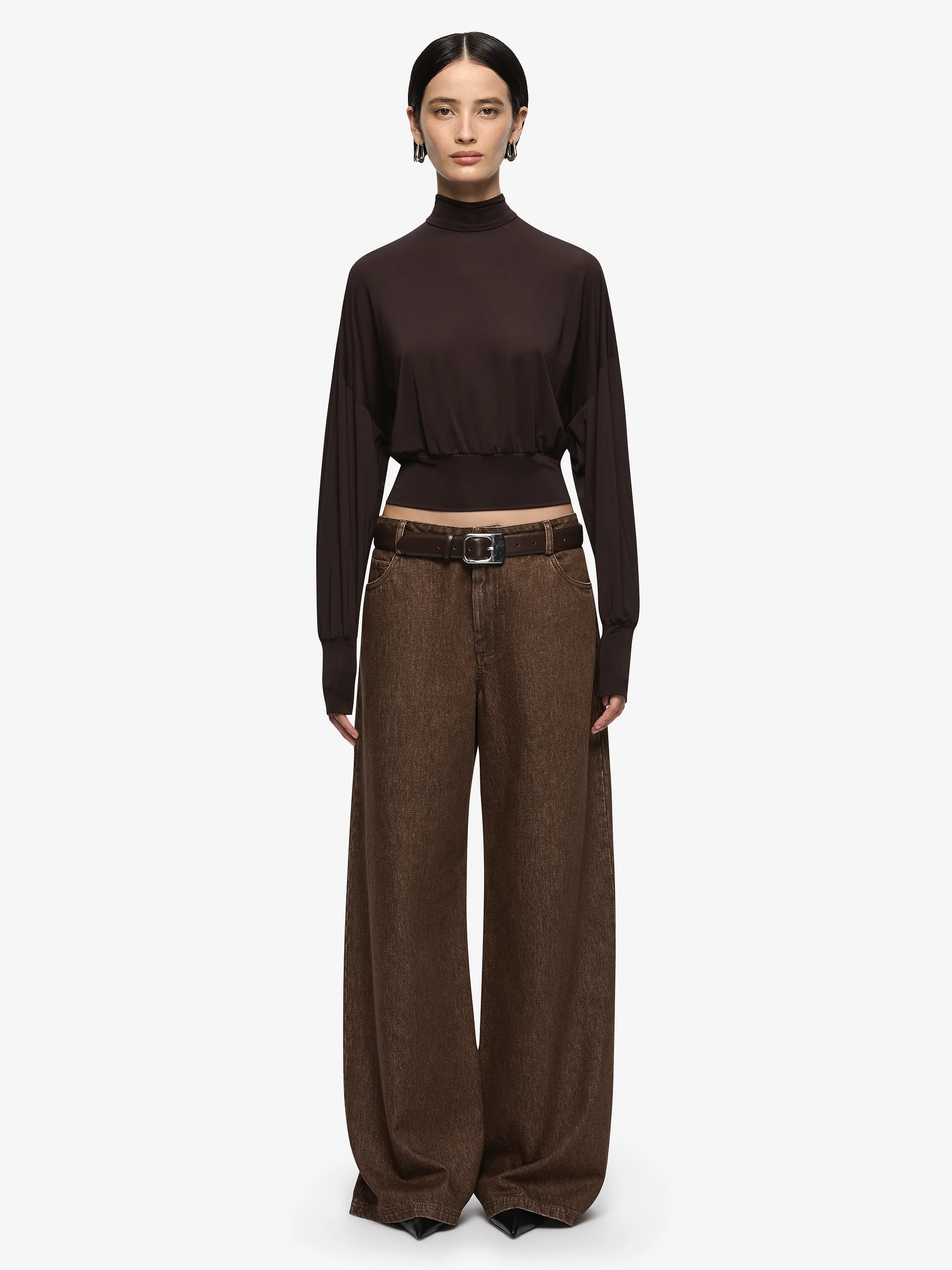COURT LONG SLEEVE TOP - DARK CHOCOLATE