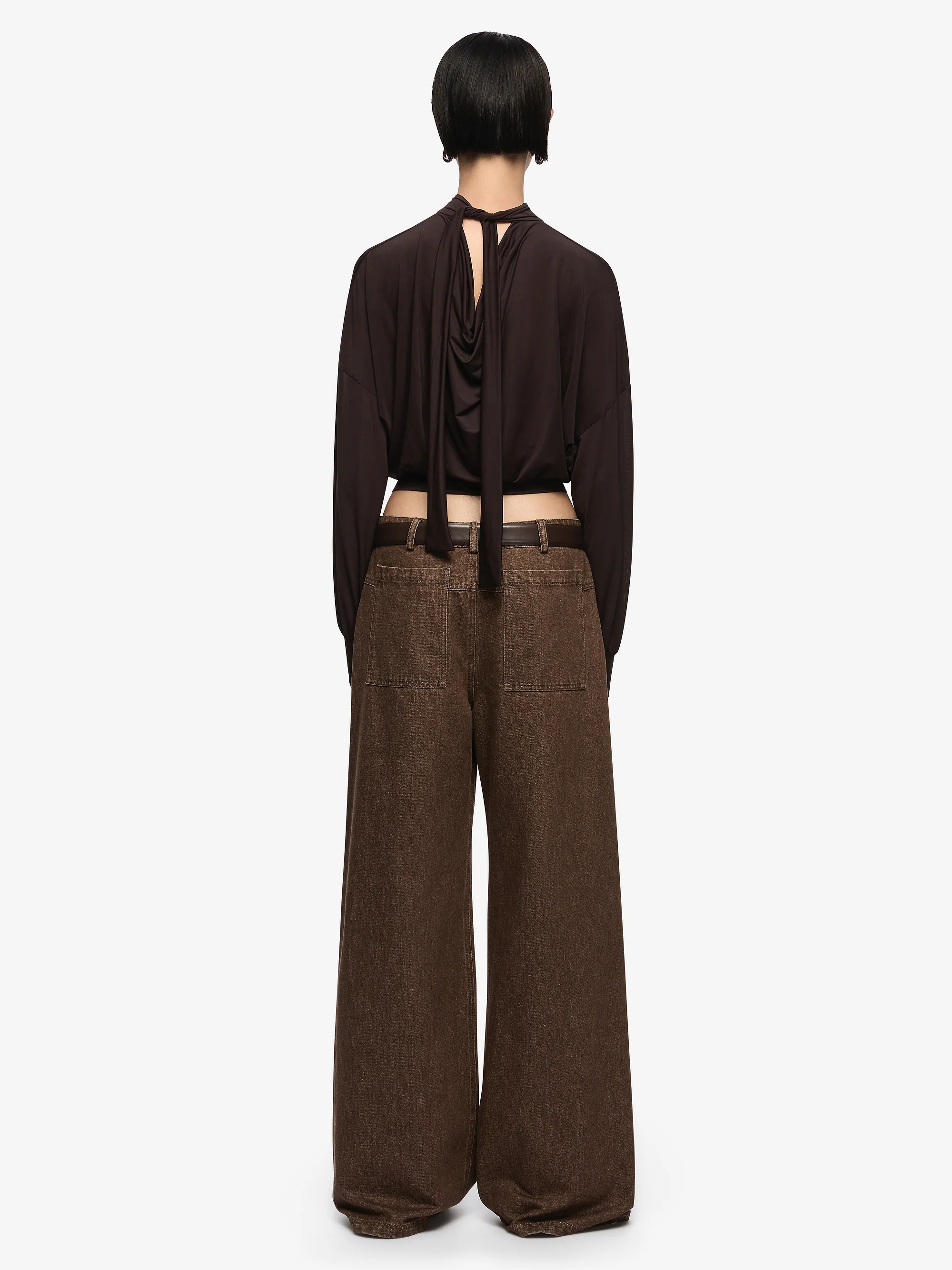COURT LONG SLEEVE TOP - DARK CHOCOLATE - Image 4