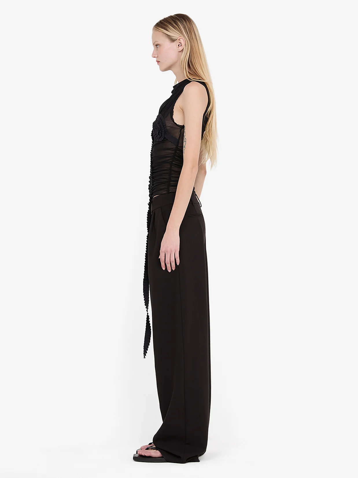 DANTE SPIRAL BOAT NECK TOP - BLACK - Image 4