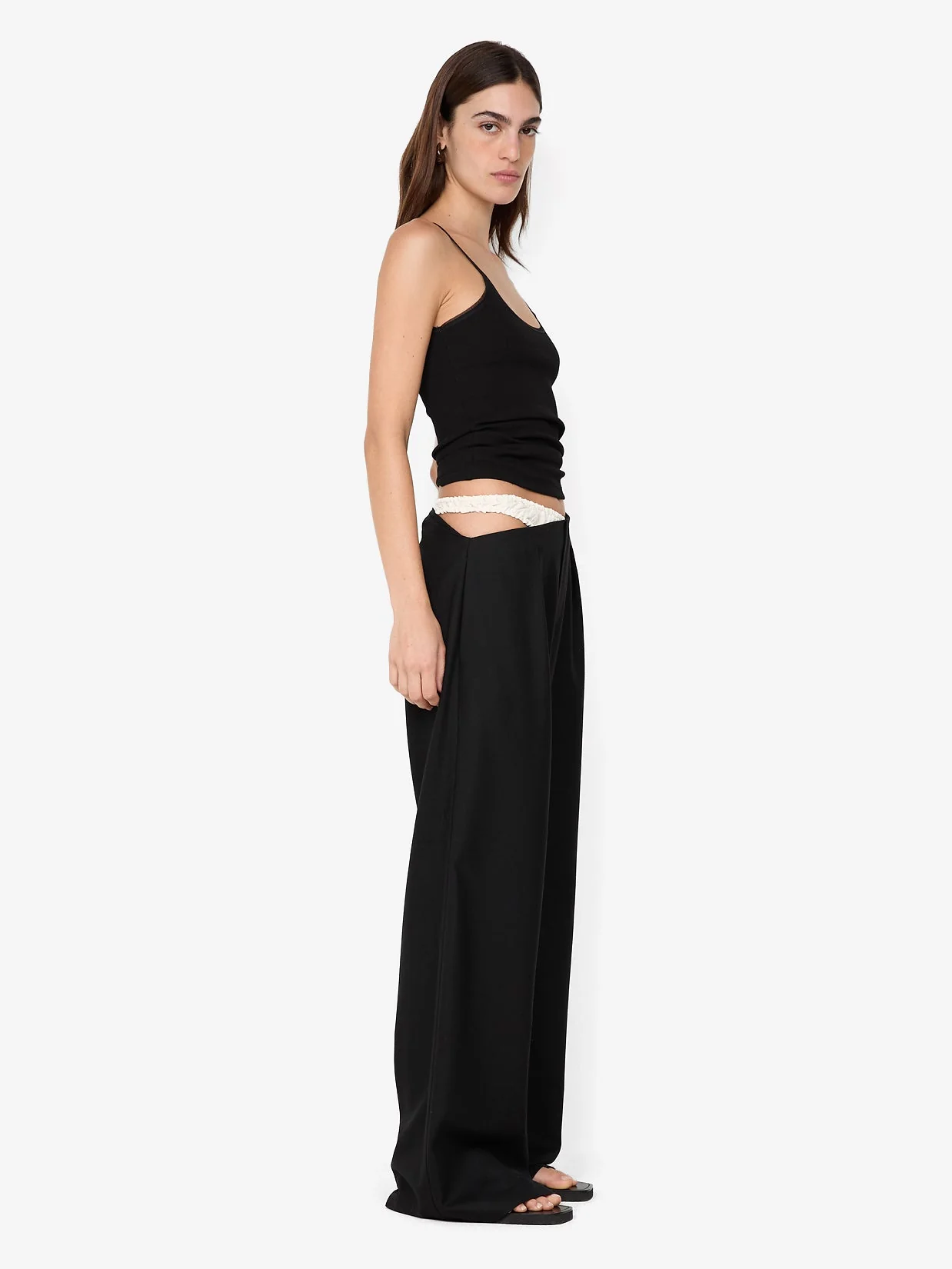 DEMI CONTRAST ASYM PANT - BLACK - Image 3