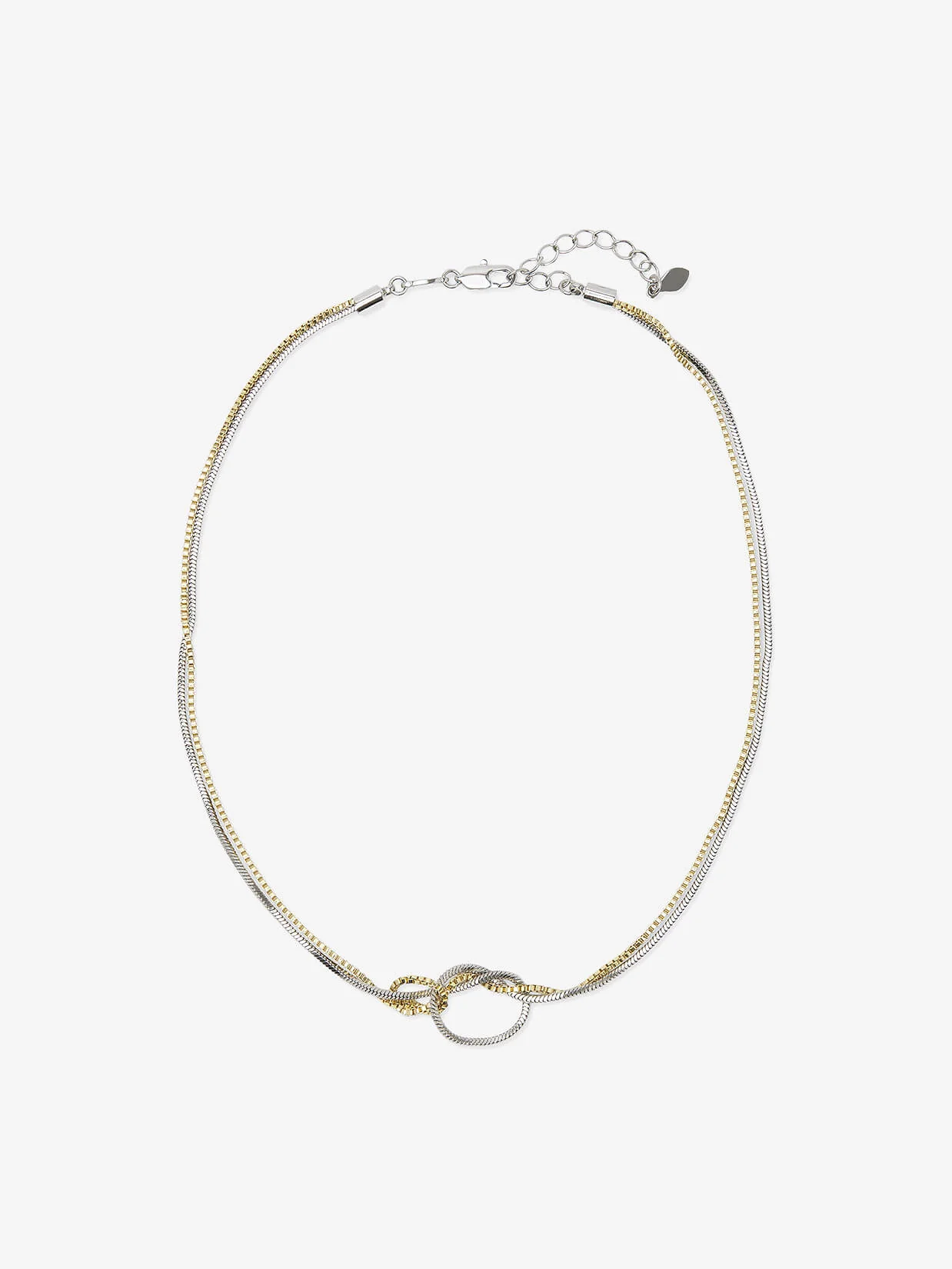 DUAL CHAIN KNOT NECKLACE - GOLD/SILVER