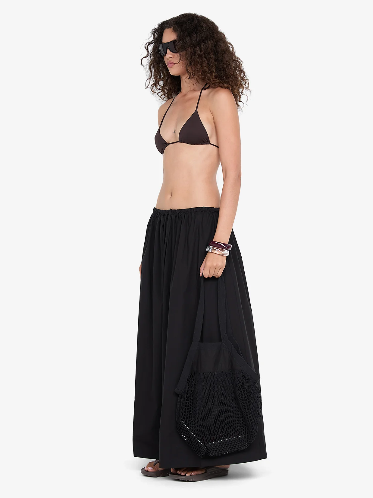 ELEANOR DRAWCORD MAXI SKIRT - BLACK - Image 2