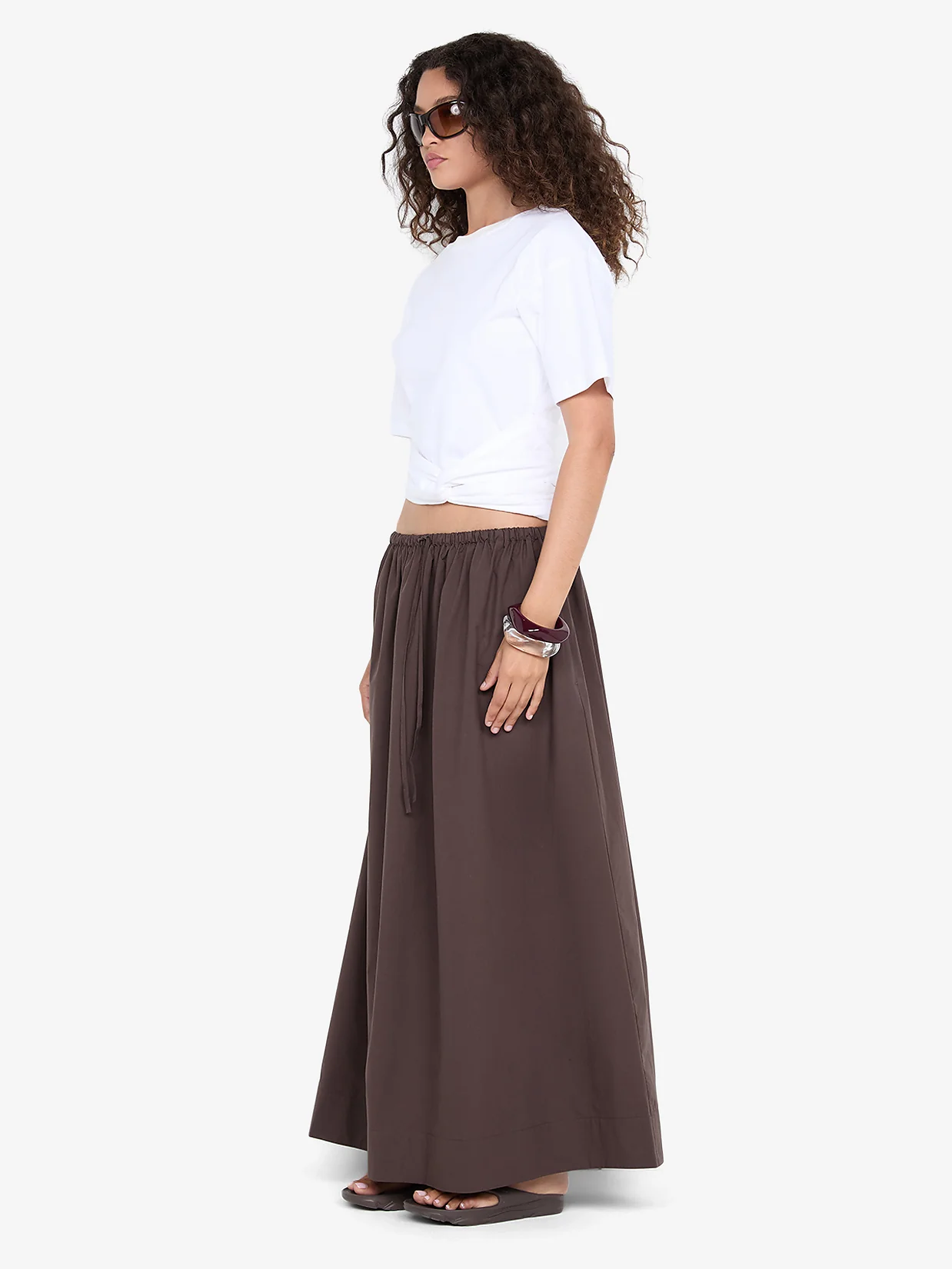 ELEANOR DRAWCORD MAXI SKIRT - CHOC - Image 2
