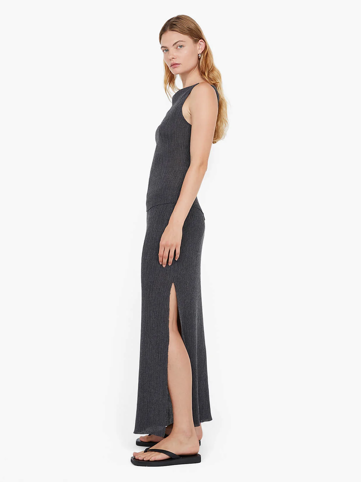 ELENA MAXI SKIRT - CHARCOAL - Image 2