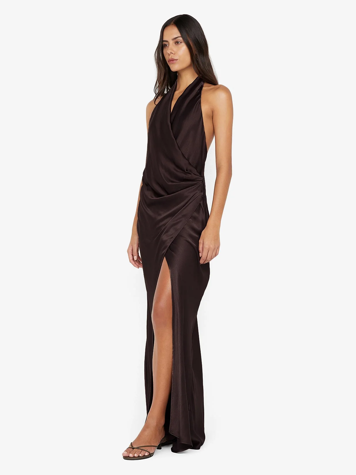 ELISIA WRAP MAXI DRESS - DARK CHOCOLATE - Image 3