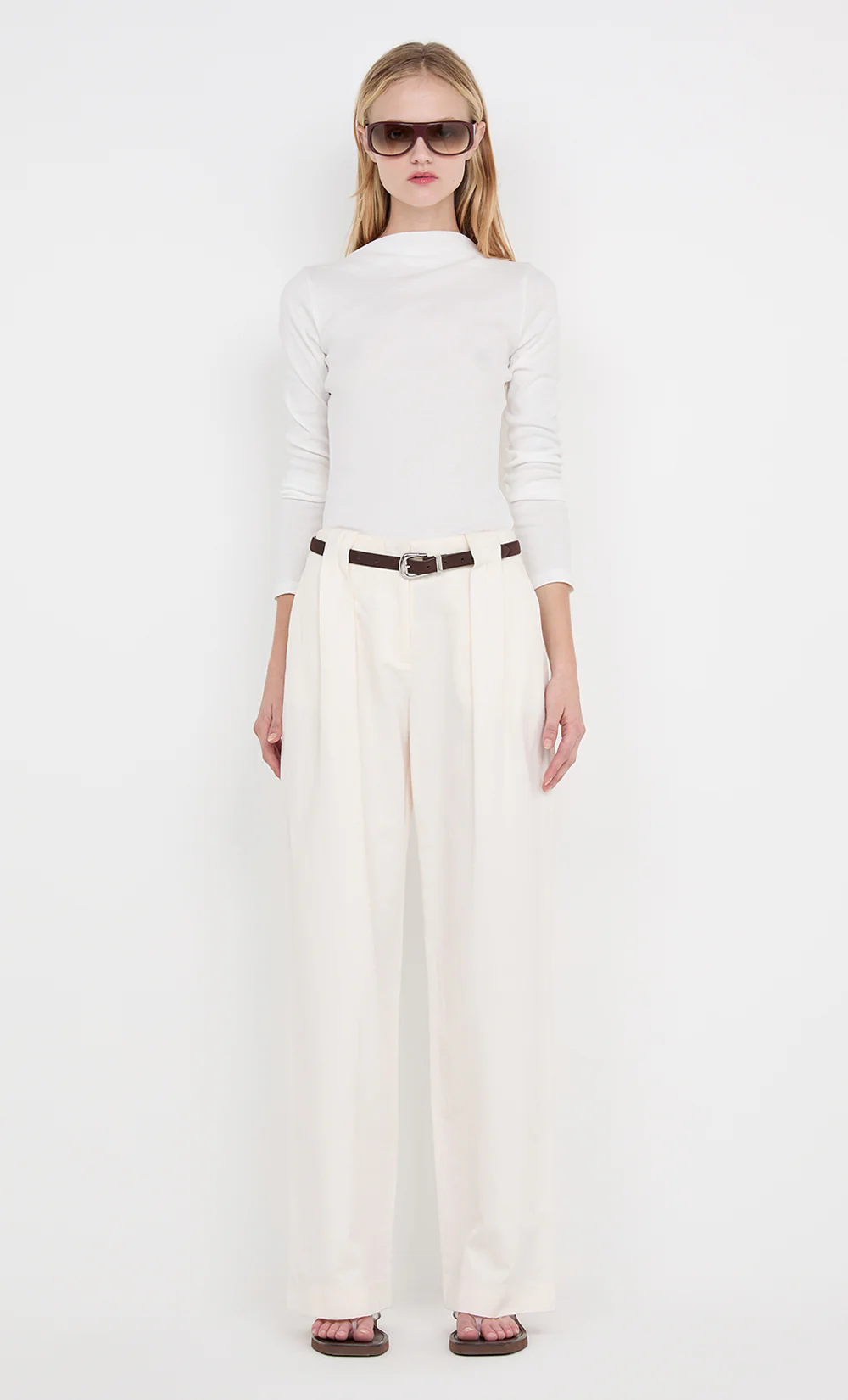 ELLEN PLEAT PANT - IVORY - Image 2