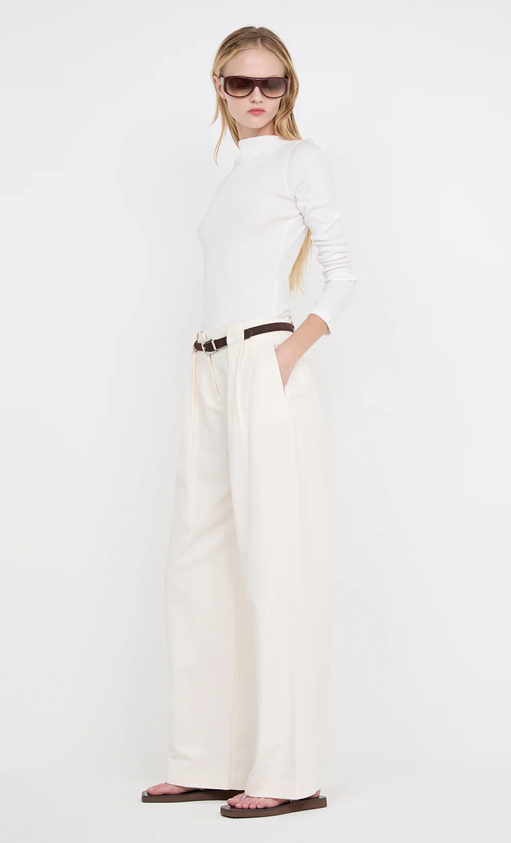 ELLEN PLEAT PANT - IVORY - Image 4