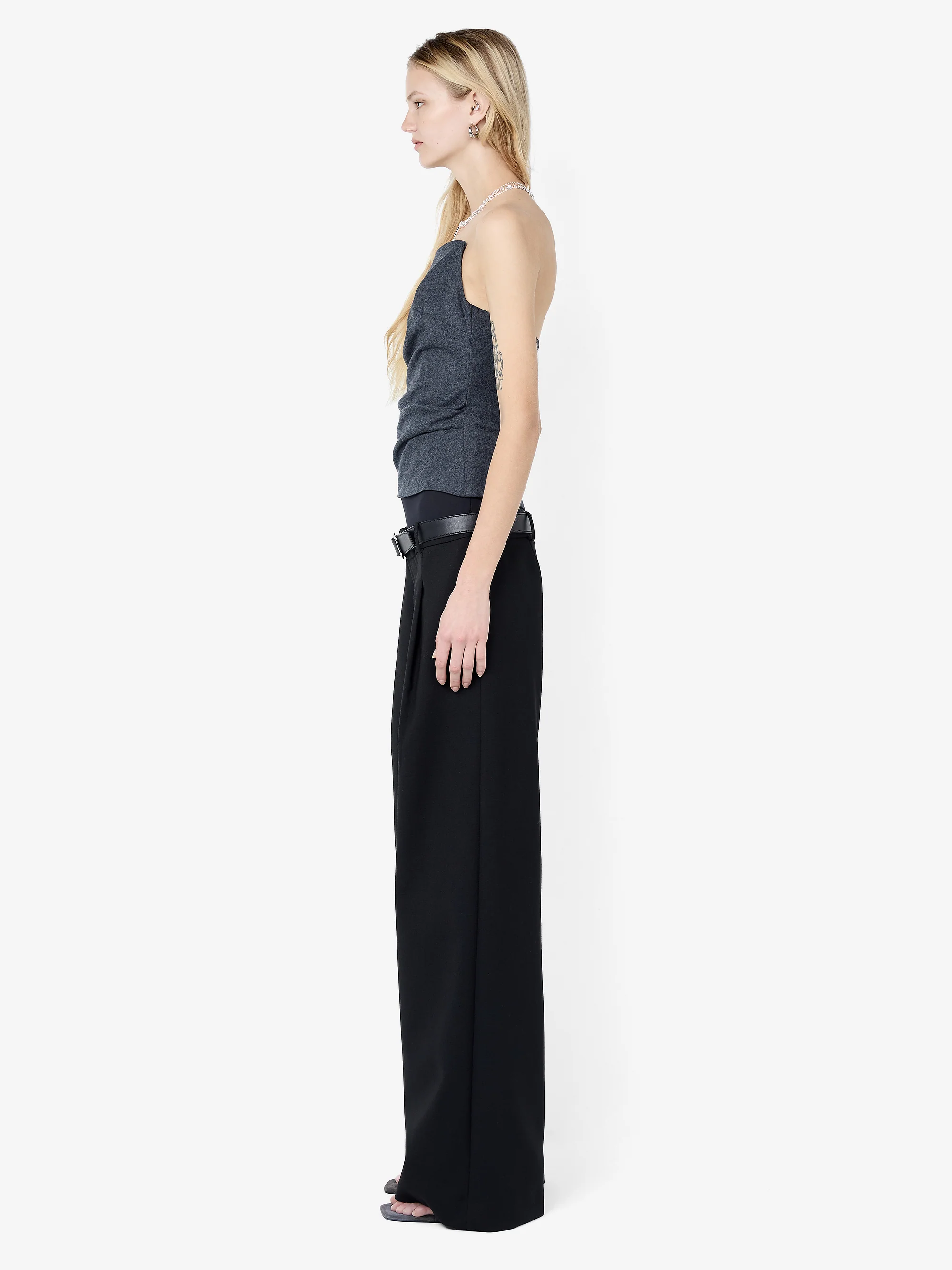 ELLIS ASYM STRAPLESS TOP - CHARCOAL - Image 3