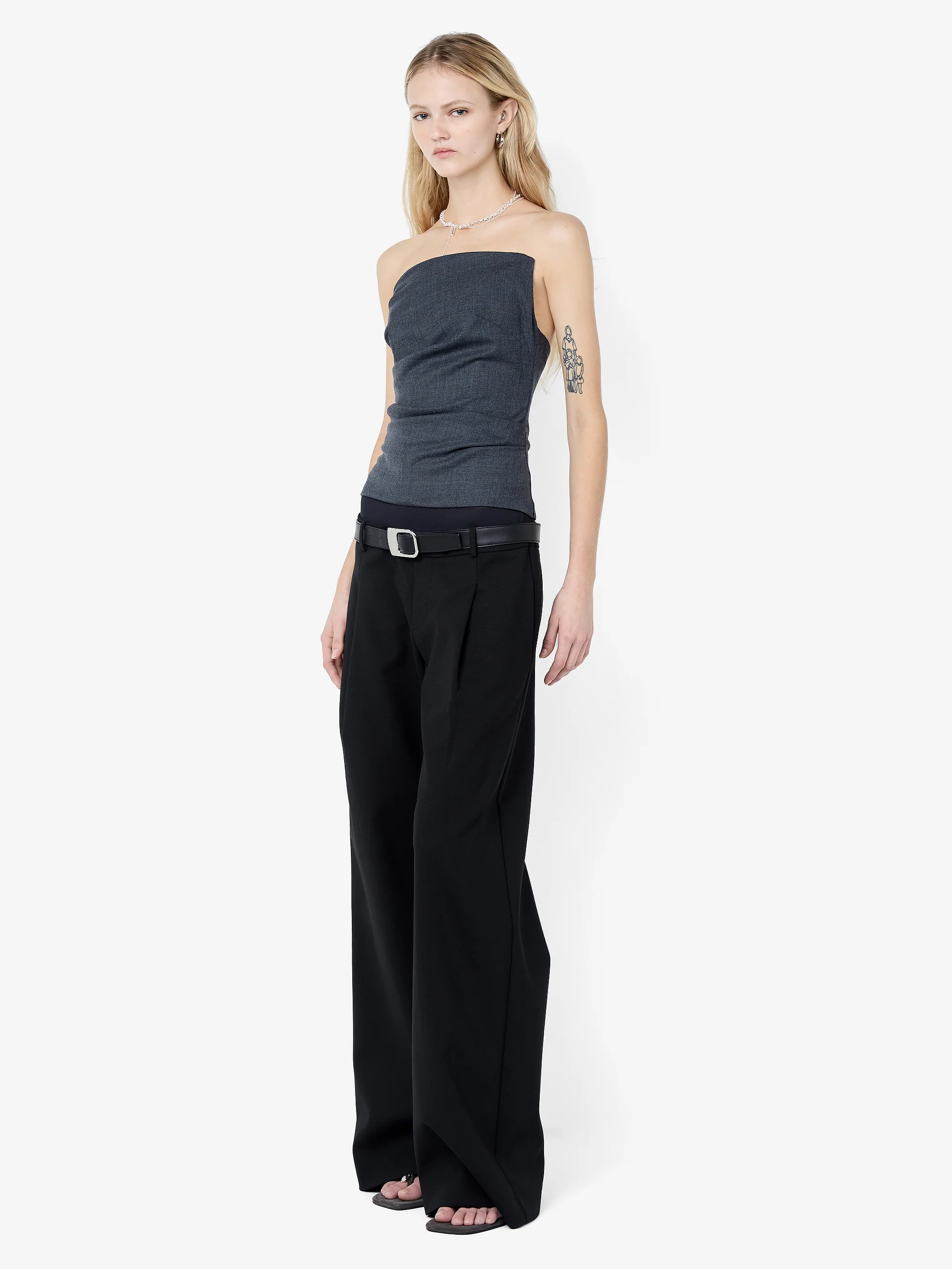 ELLIS ASYM STRAPLESS TOP - CHARCOAL - Image 5