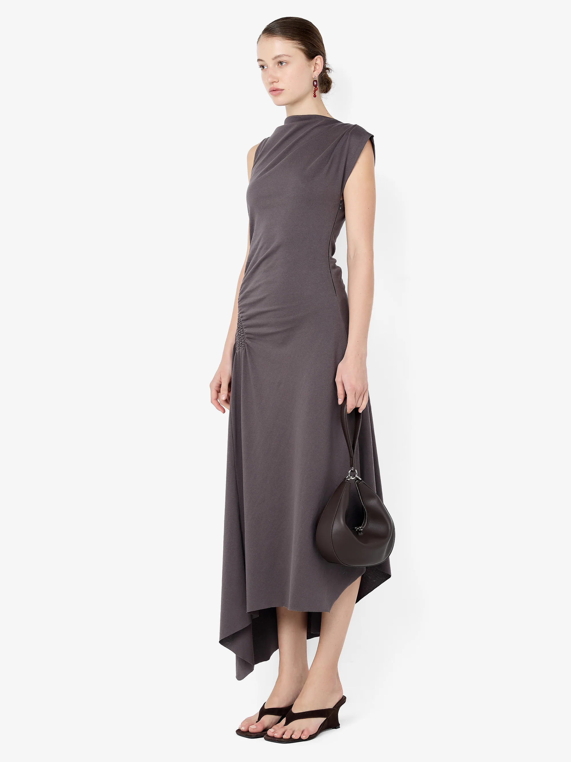 EMA ASYM DRESS - WASHED CHOC - Image 2