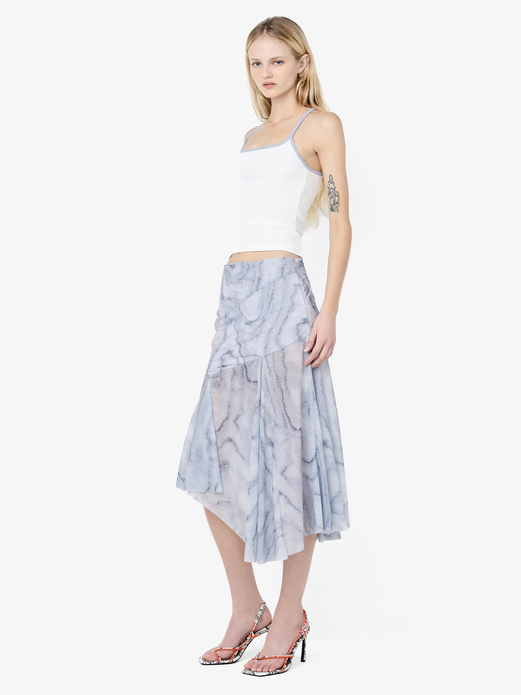 ETIENNE ASYM MIDI SKIRT - WOODGRAIN - Image 2