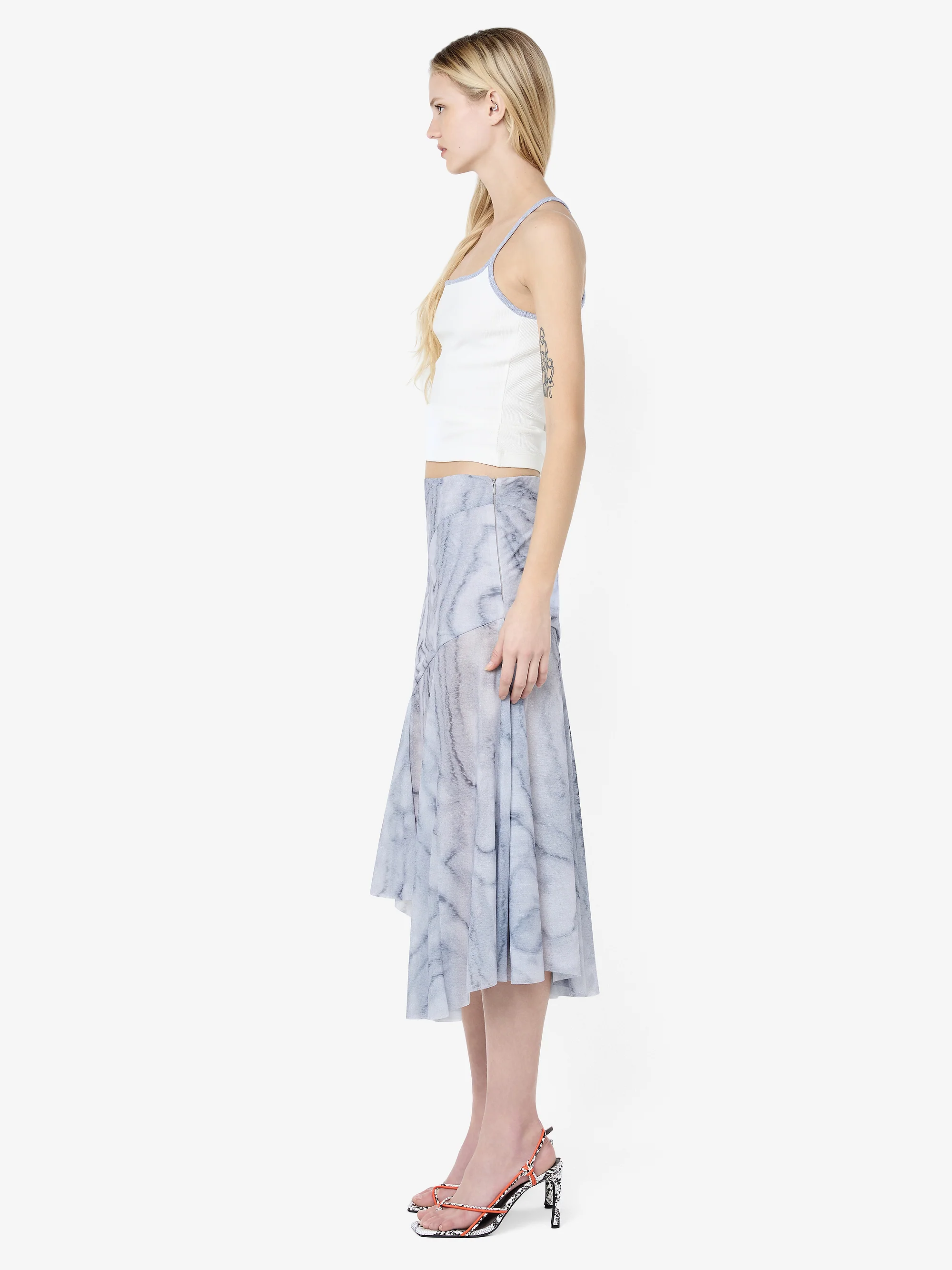 ETIENNE ASYM MIDI SKIRT - WOODGRAIN - Image 3