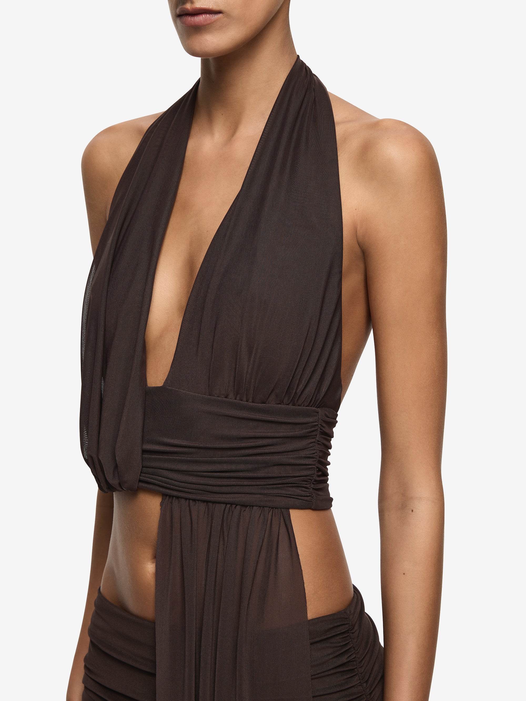 EVA DRAPE TOP - DARK CHOCOLATE - Image 3