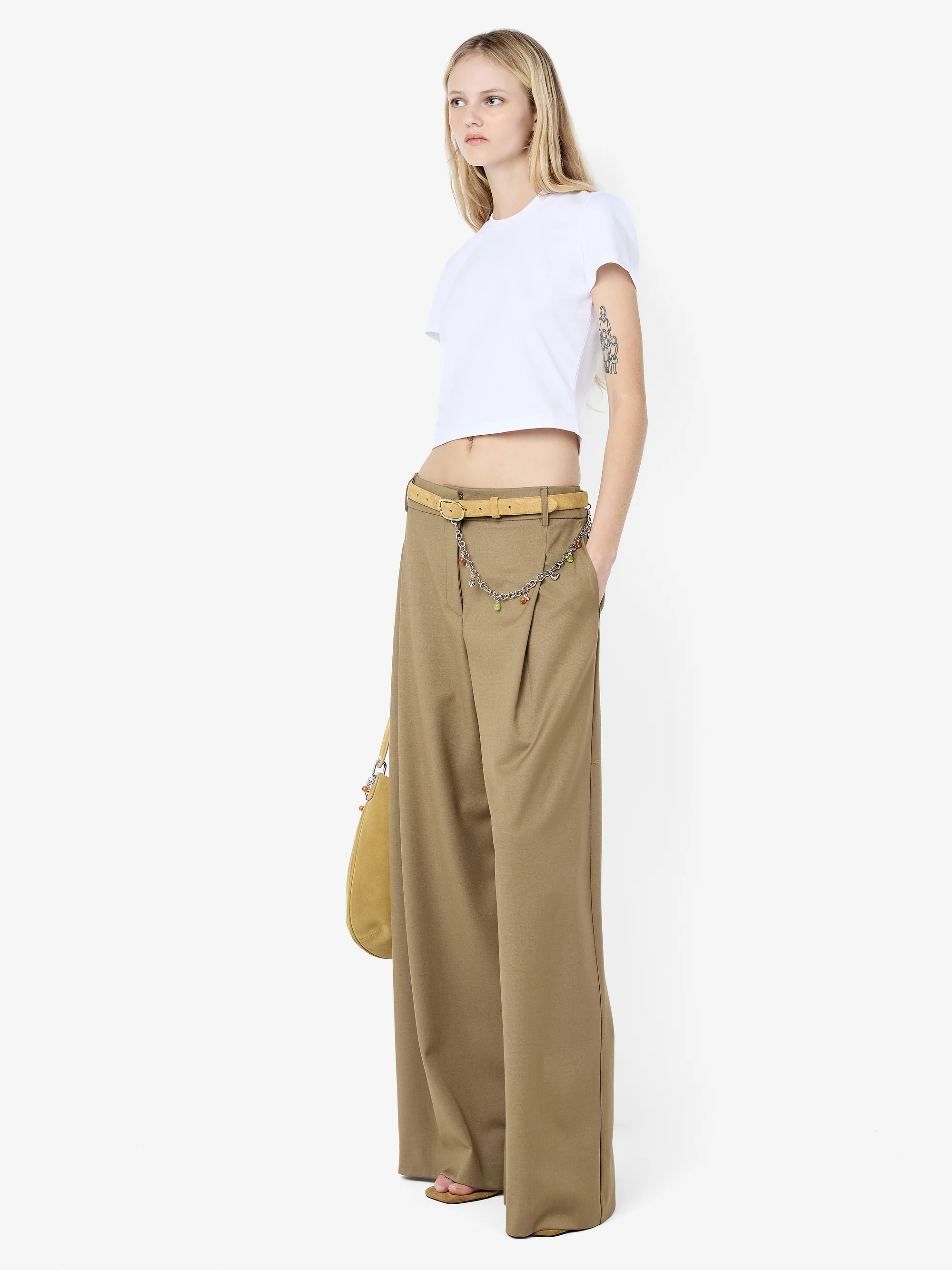 FAYE WIDE LEG PANT - OLIVE - Image 2