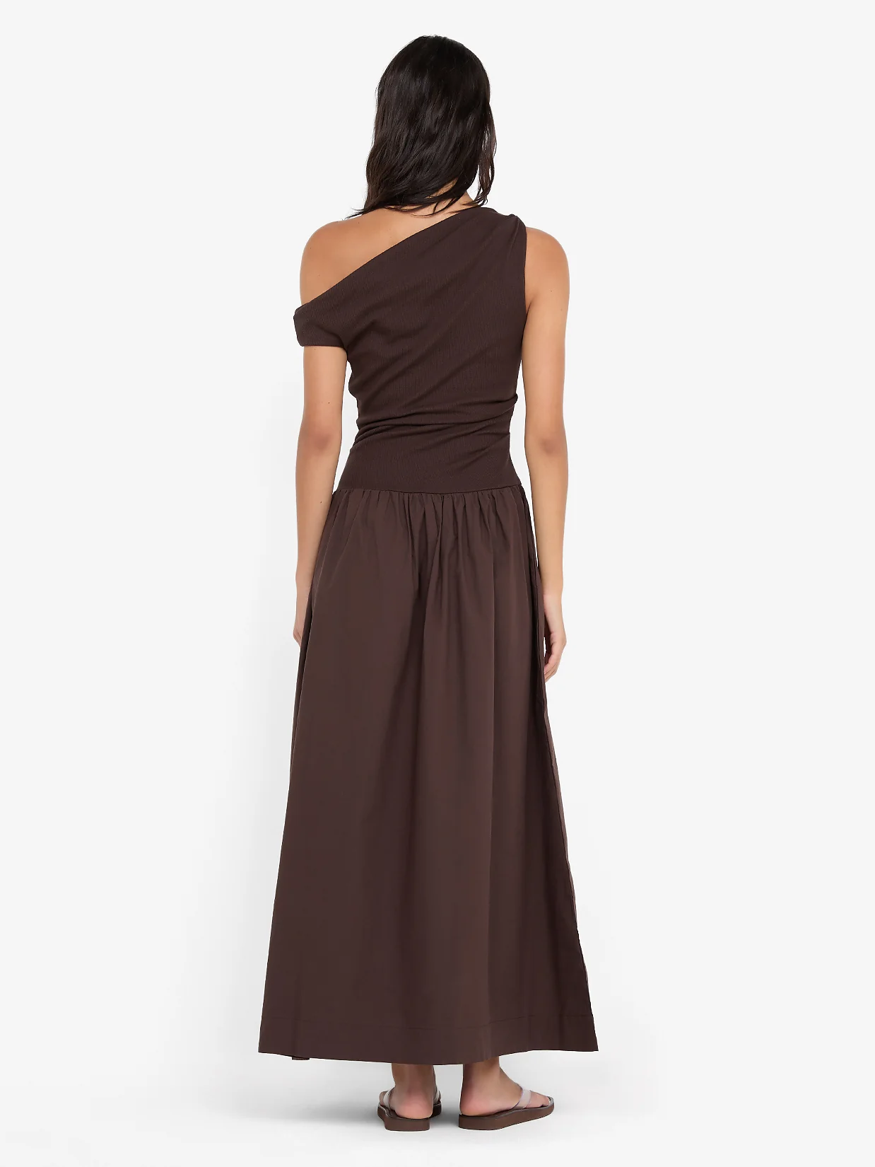 FREYA ASYM MAXI DRESS - DARK CHOCOLATE - Image 3