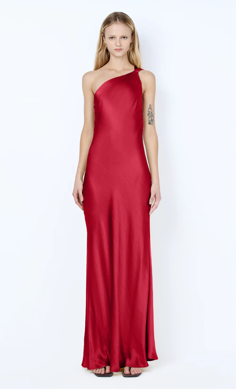 GIA ASYM MAXI DRESS - CHERRY