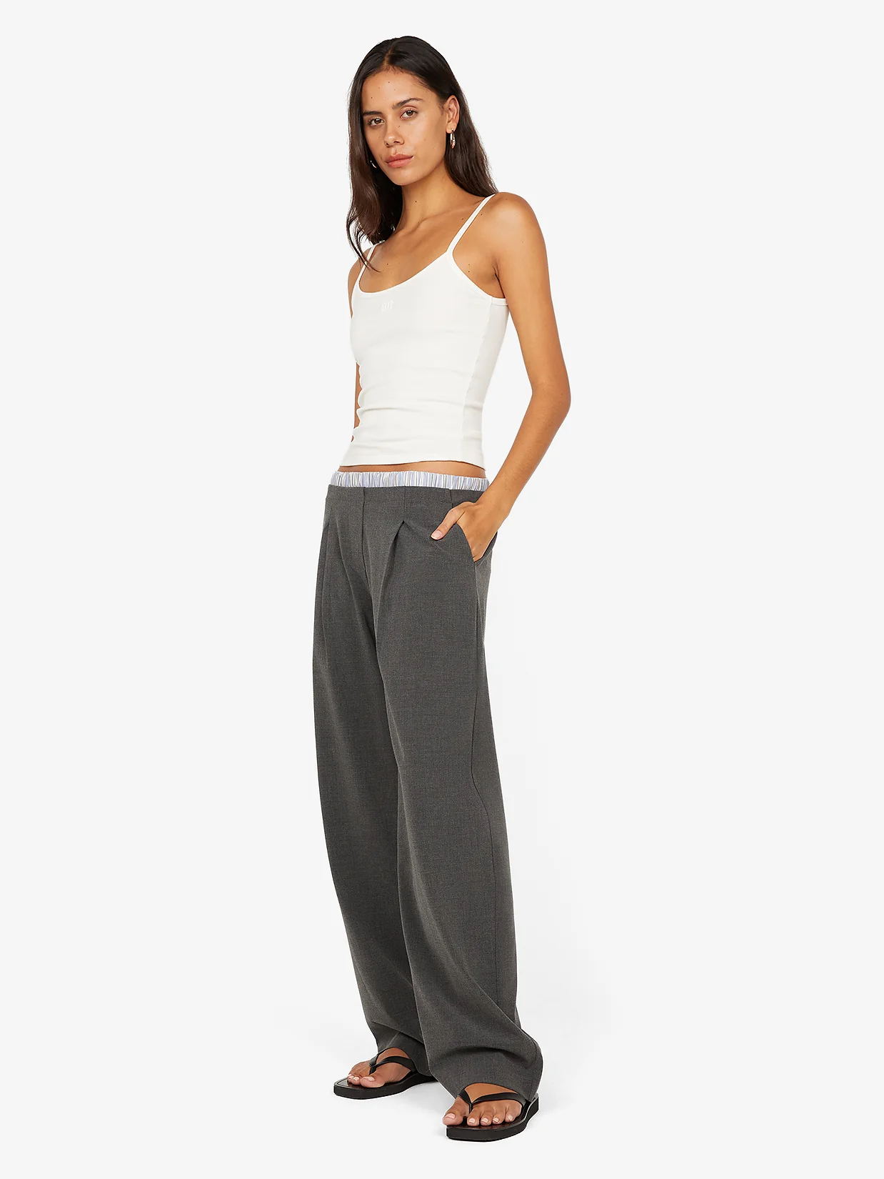 HUGH BOXER PANT - CHARCOAL/SKY BLUE STRIPE - Image 2