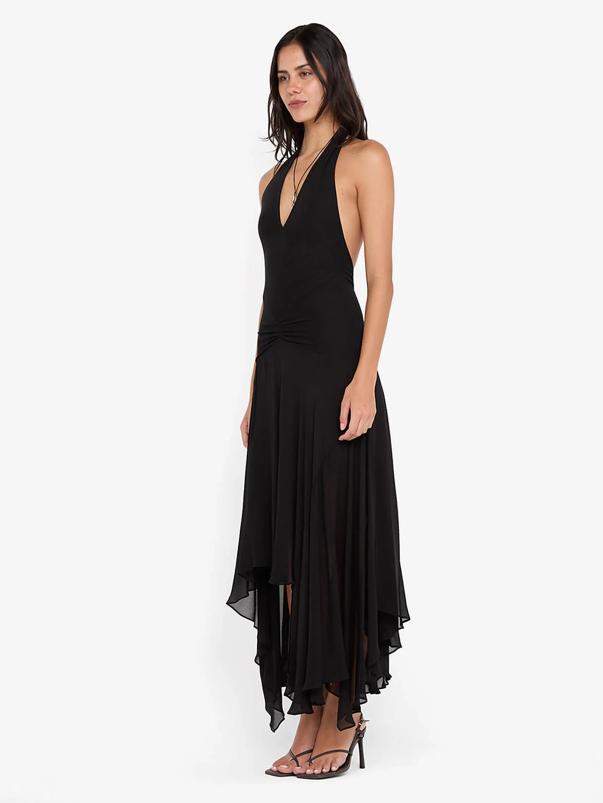 IDA WRAP MIDI DRESS - BLACK - Image 2