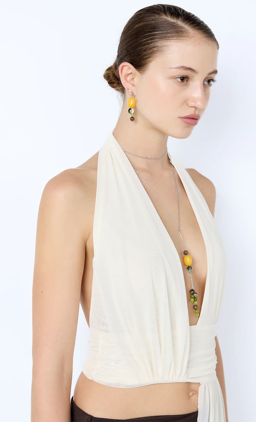INDIRA MULTI STONE EARRINGS - CITRINE/GREEN - Image 2