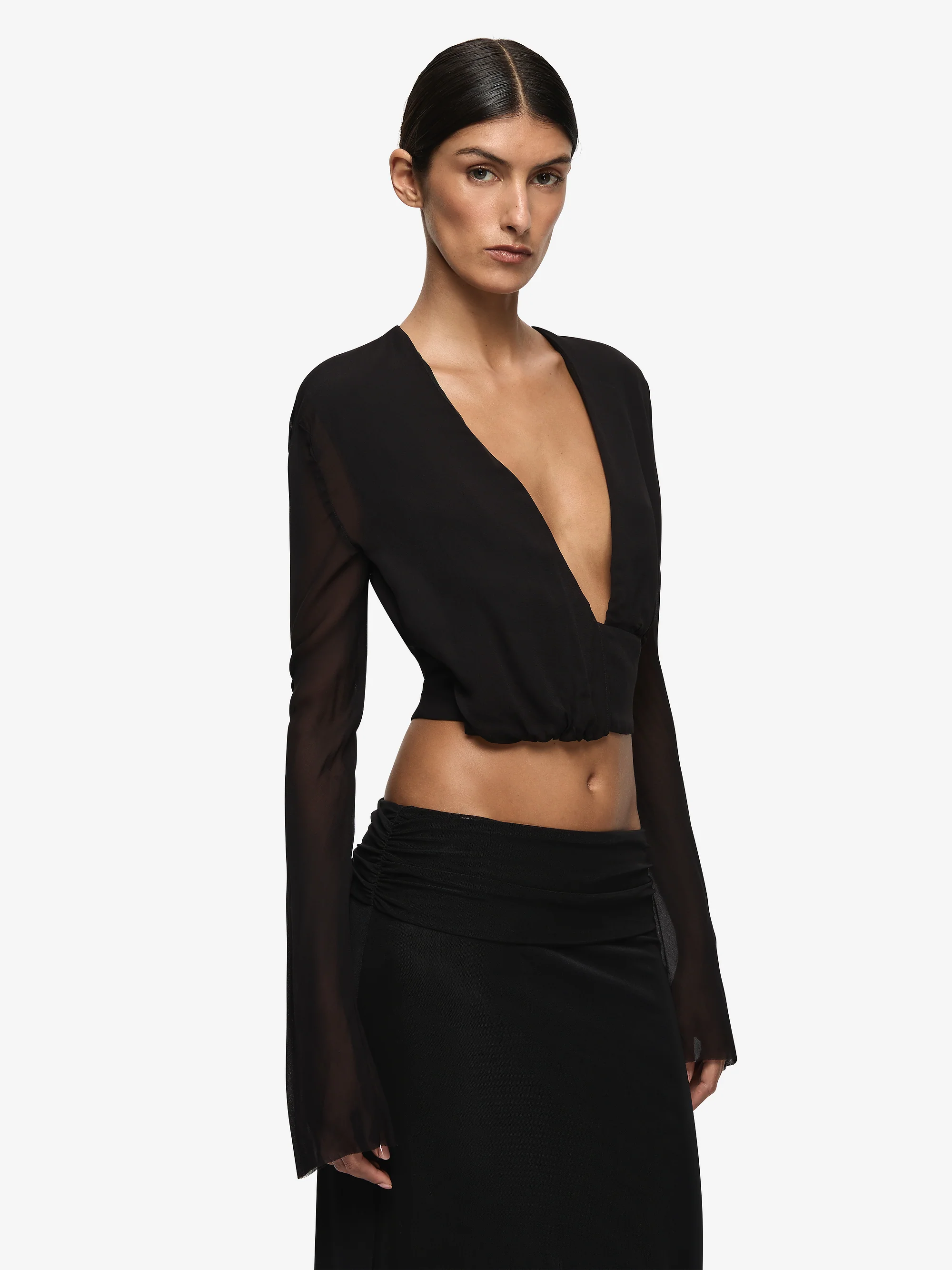 ISABELLA LONG SLEEVE TOP - BLACK - Image 3