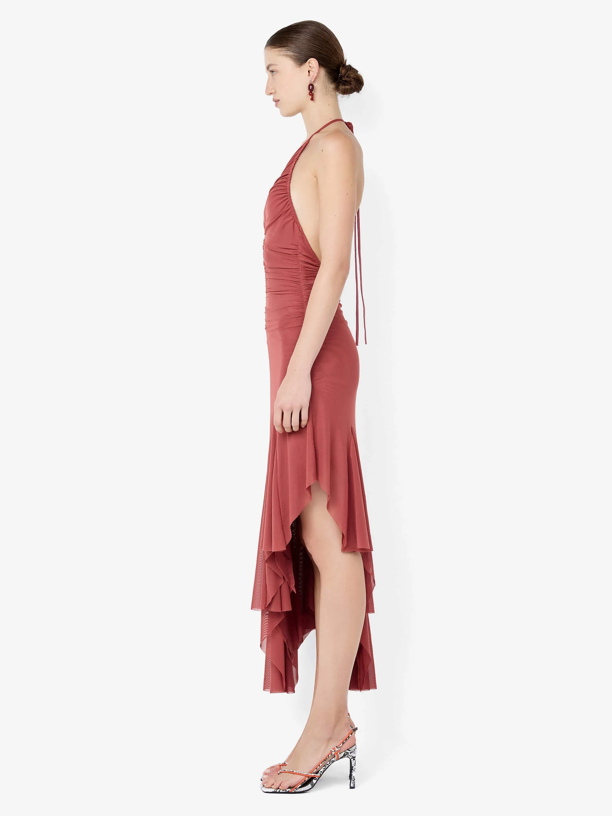ISIDORE HALTER DRESS - GARNET - Image 3