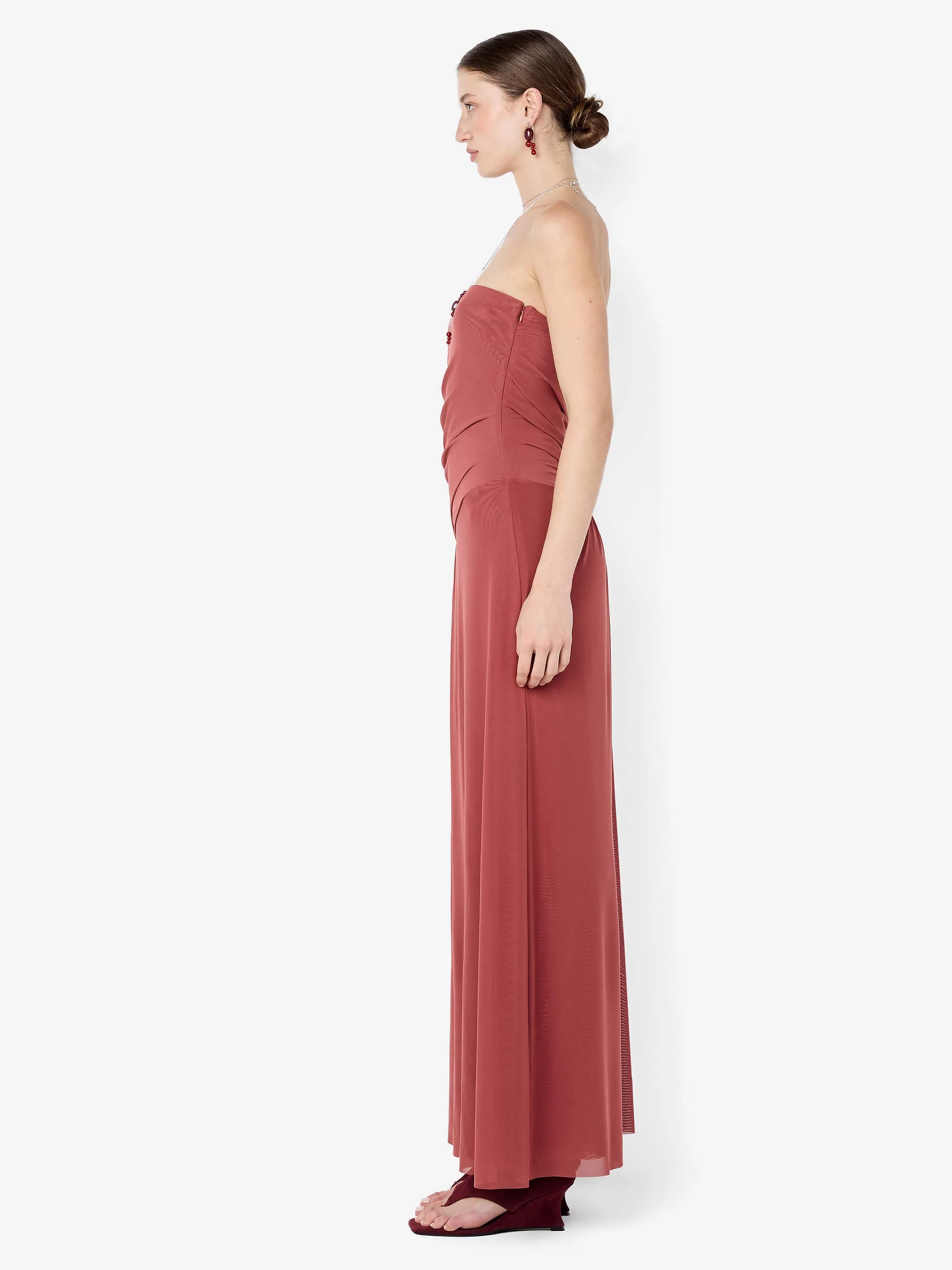 ISIDORE STRAPLESS MAXI DRESS - GARNET - Image 3