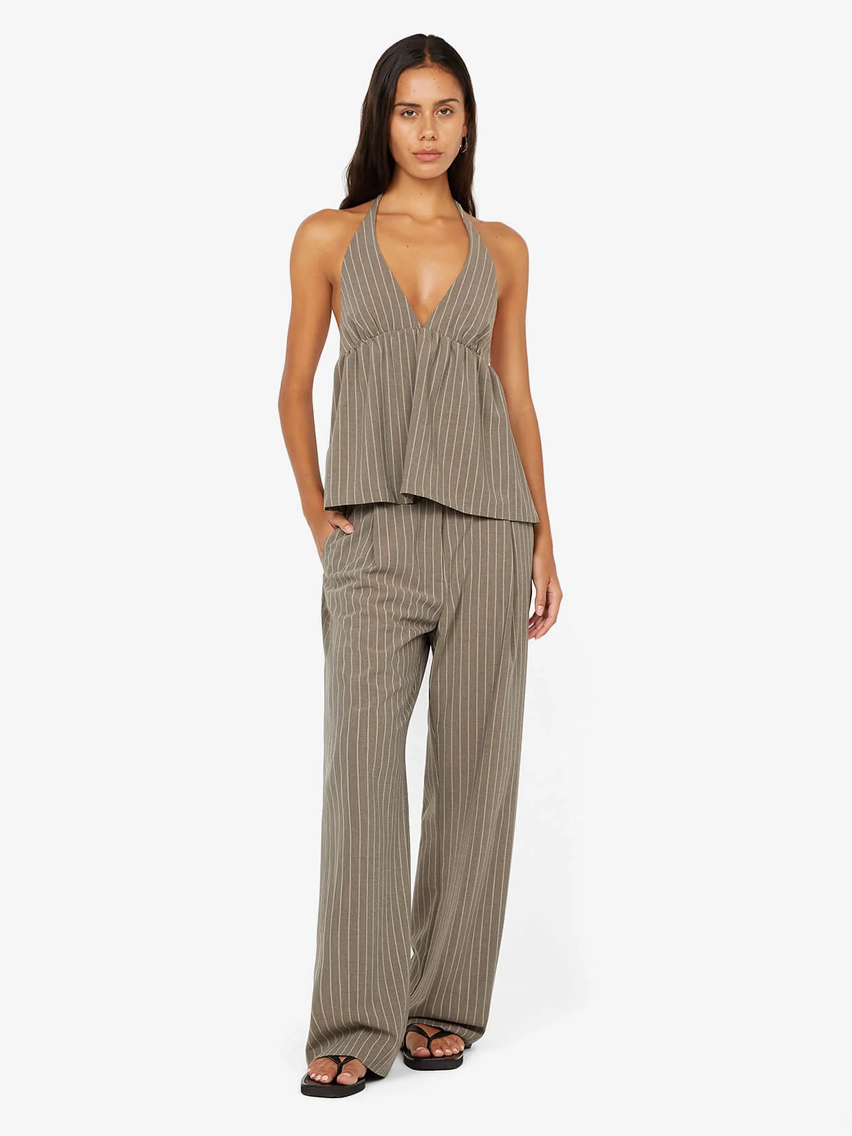 JONNI PANT - CHARCOAL STRIPE