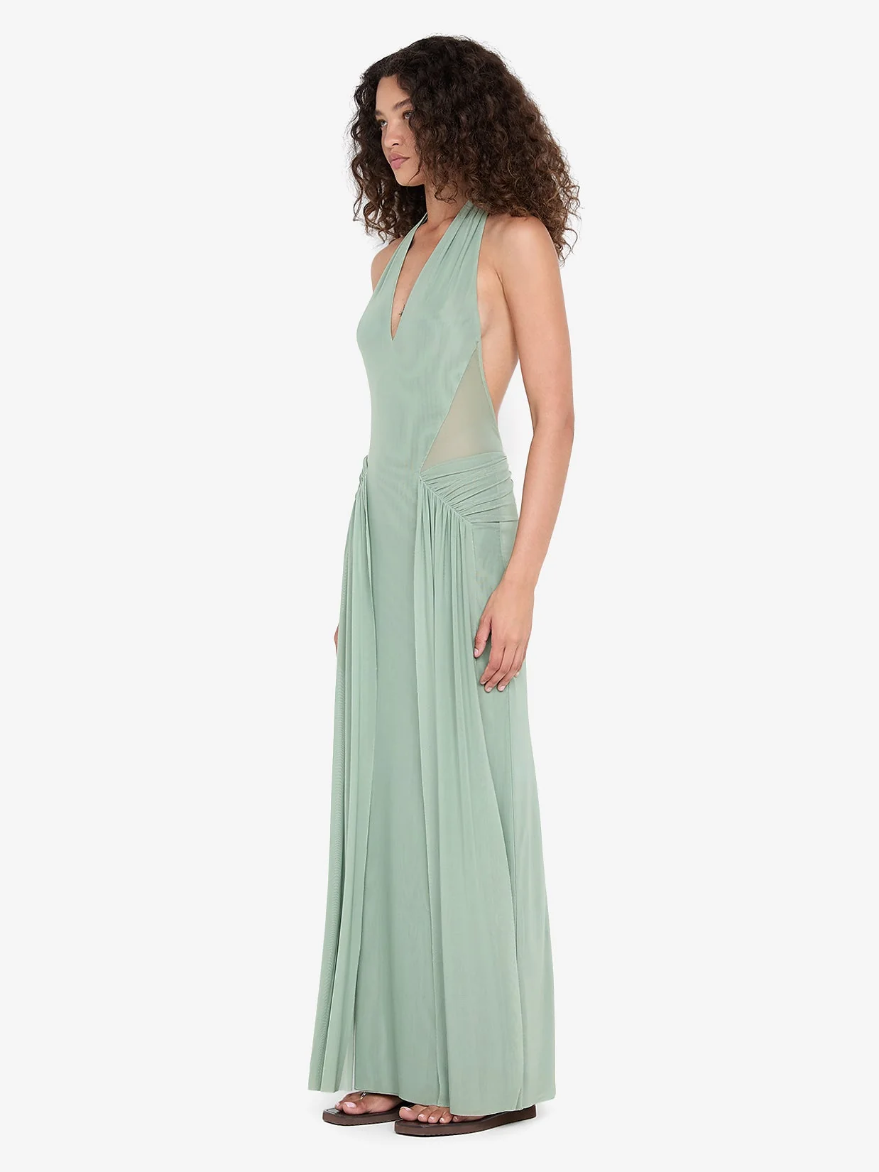JUNIPER HALTER MAXI DRESS - PISTACHIO - Image 3
