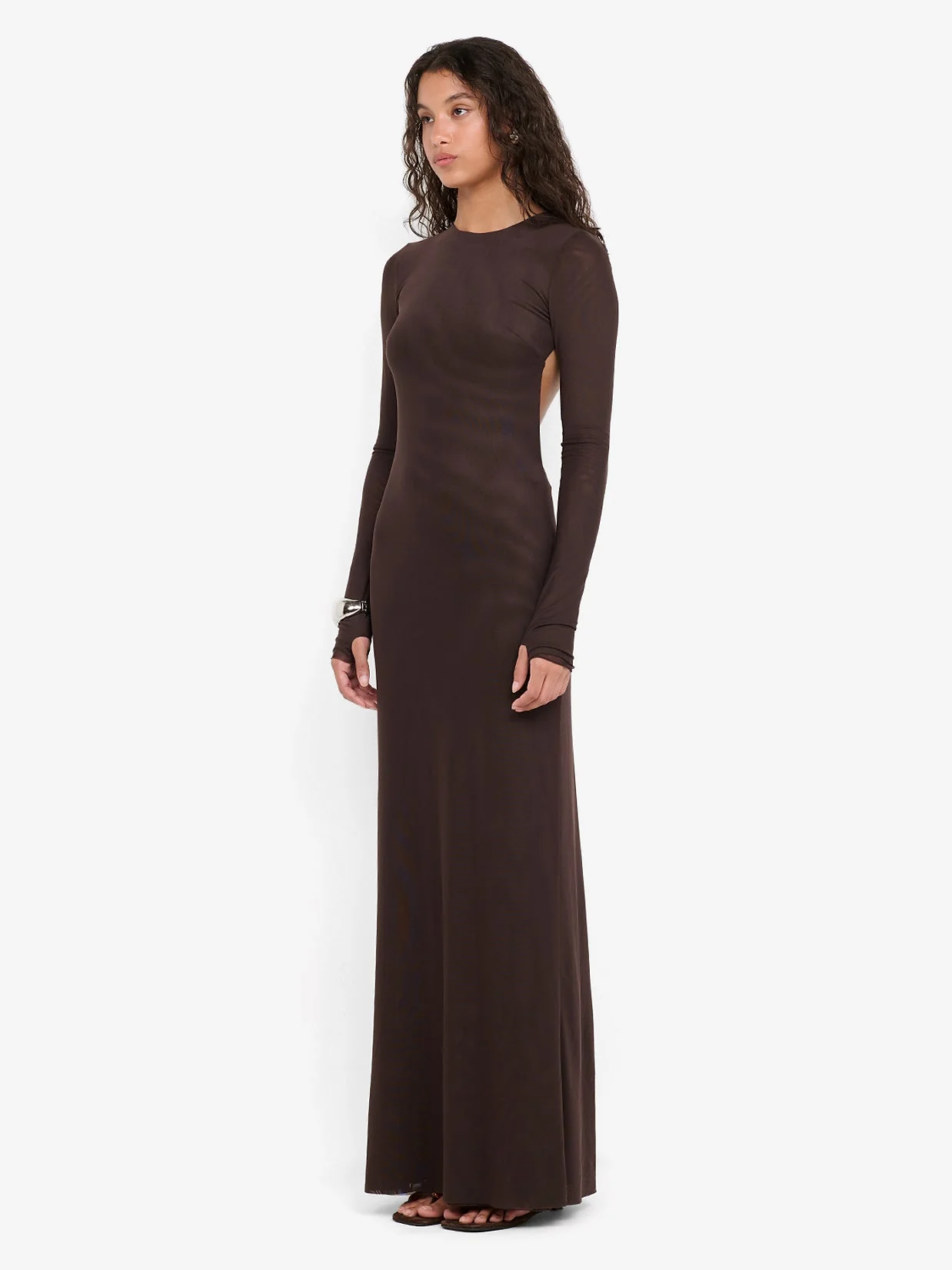 JUNIPER LONG SLEEVE MAXI DRESS - DARK CHOCOLATE - Image 3