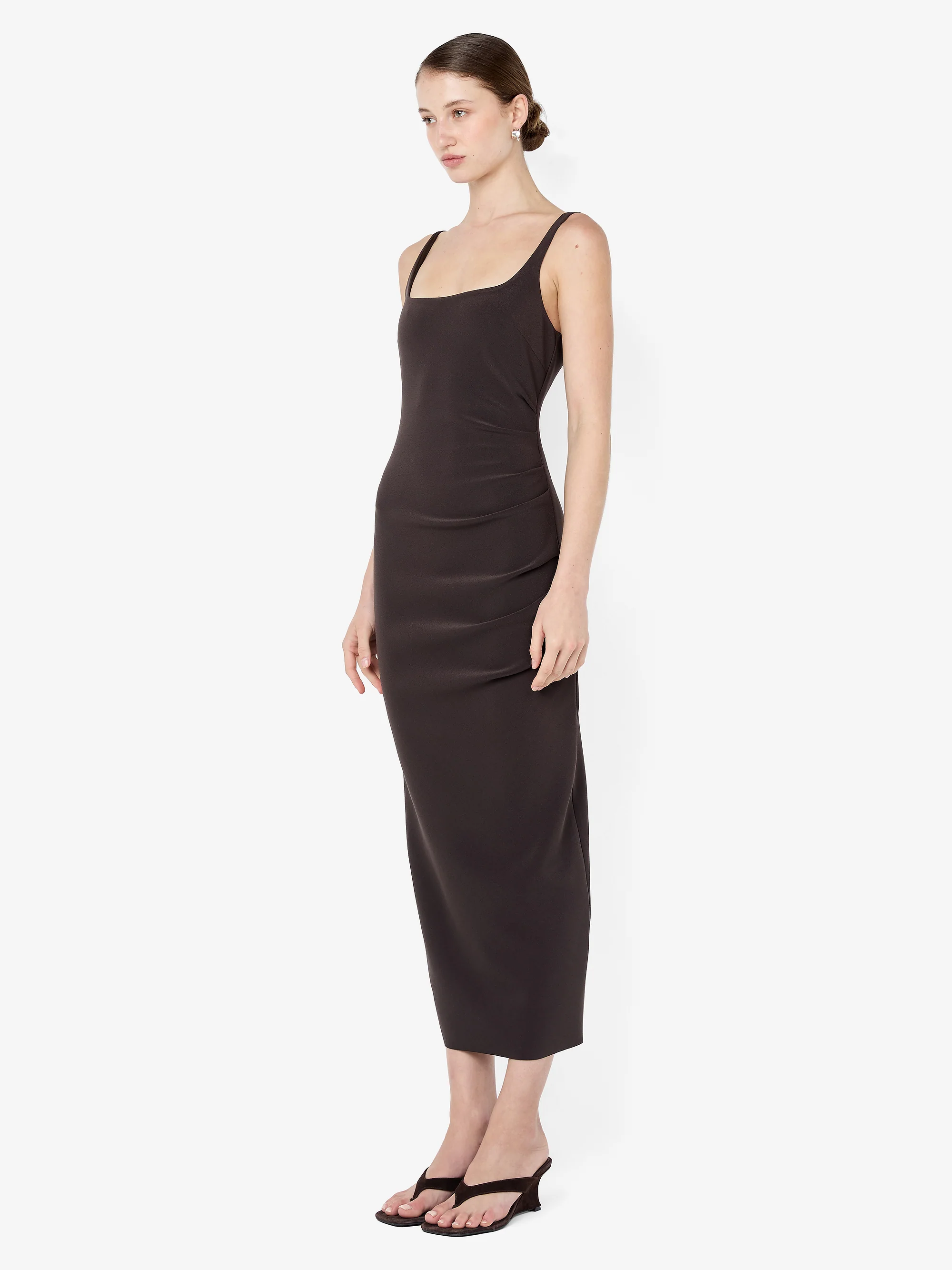 KARINA TUCK MIDI DRESS - ESPRESSO - Image 2