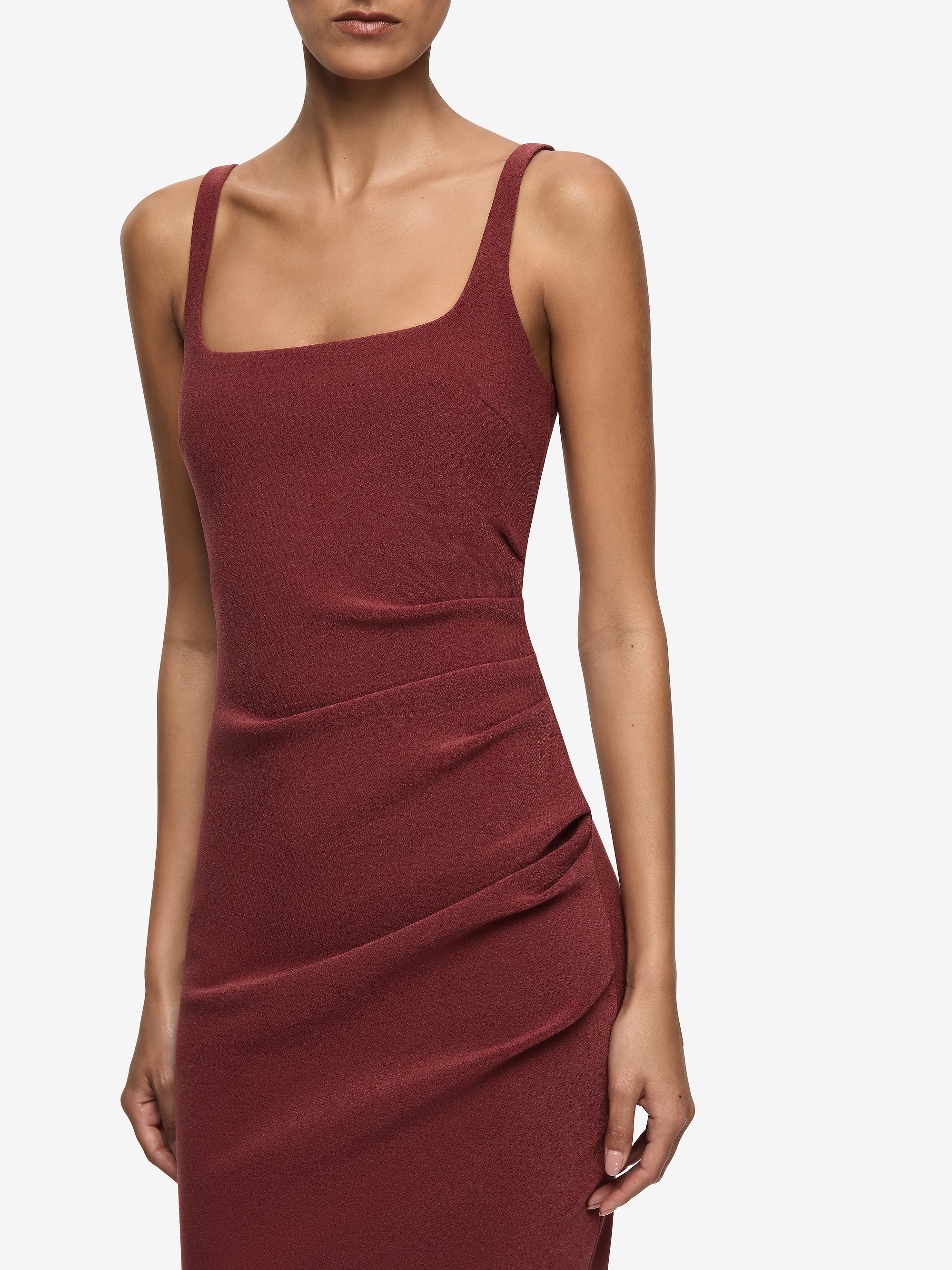 KARINA TUCK MIDI DRESS - SANGRIA - Image 3